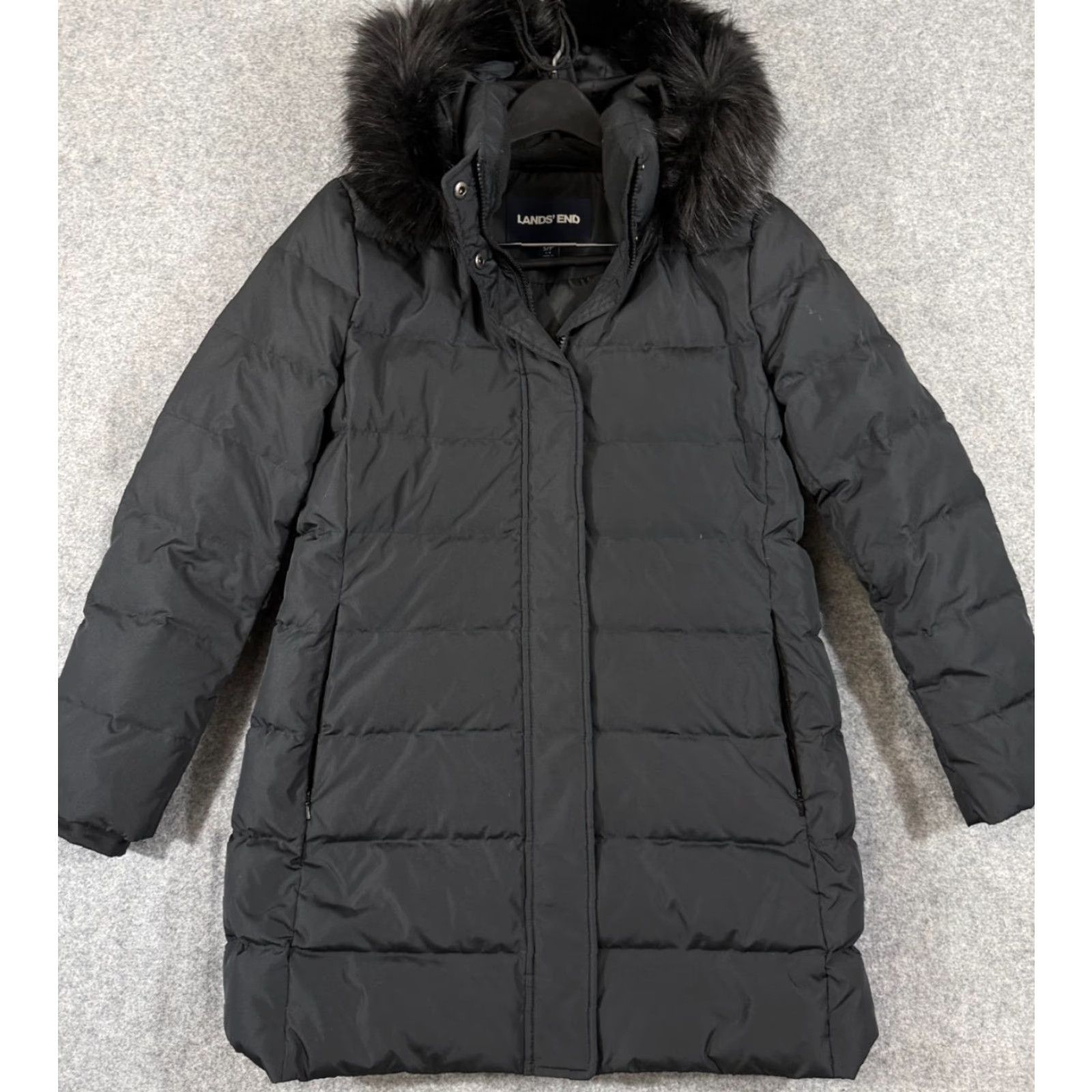 Lands' End Lands End Down Parka Coat Womens S Black Faux Fur Hood Insulated Puffer Size S / US 4 / IT 40 - 3 Thumbnail