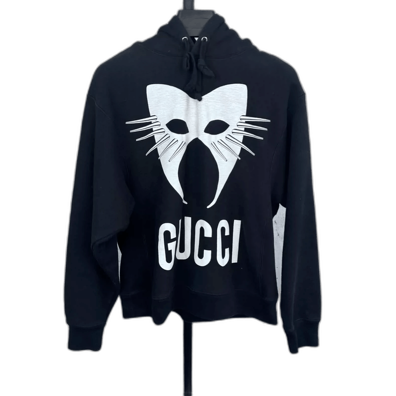 Gucci GUCCI Black Logo Print Hoodie Sweatshirt-yf Size US S / EU 44-46 / 1 - 1 Thumbnail