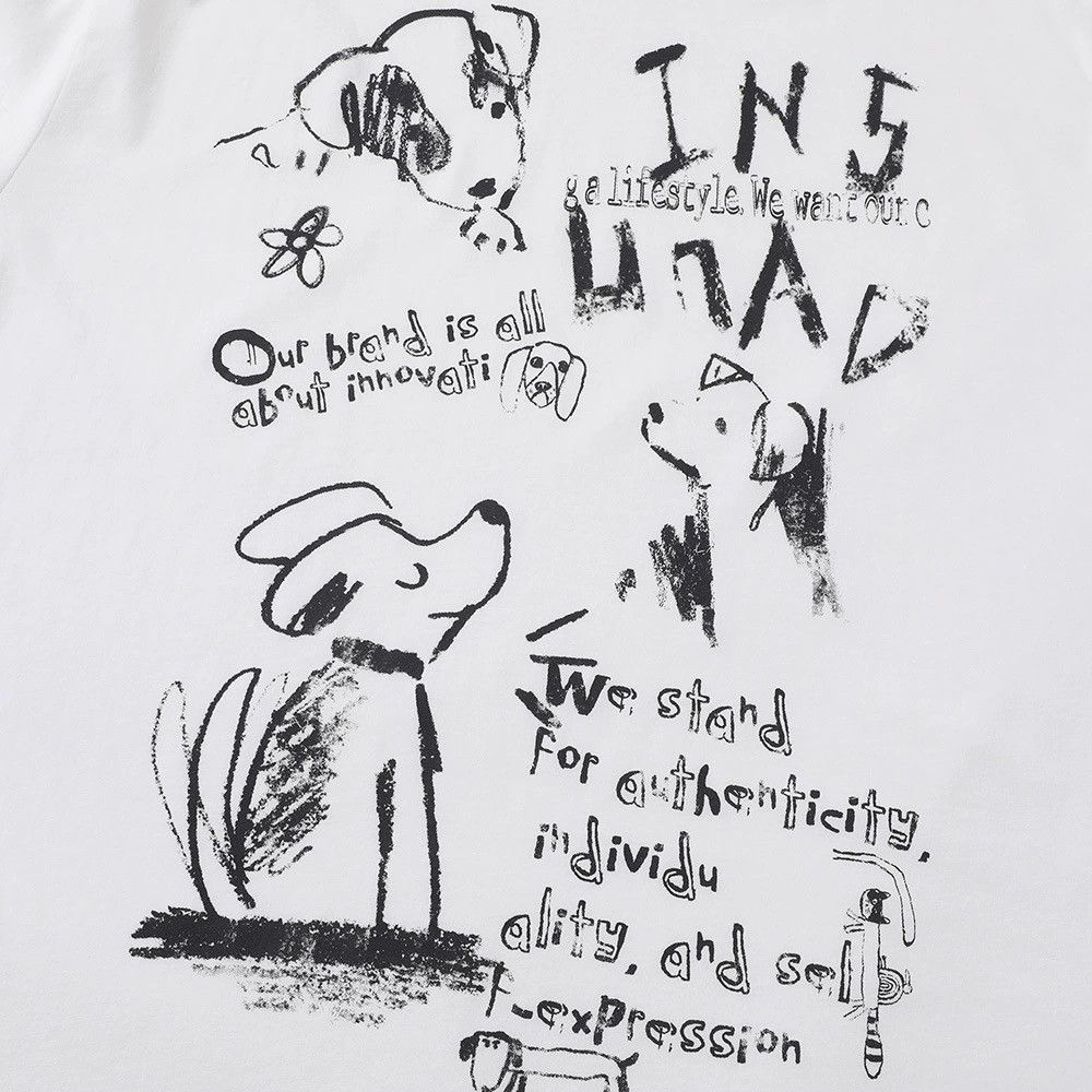 Vintage Men's casual loose cartoon puppy print long-sleeved T-shirt Size US L / EU 52-54 / 3 - 4 Thumbnail