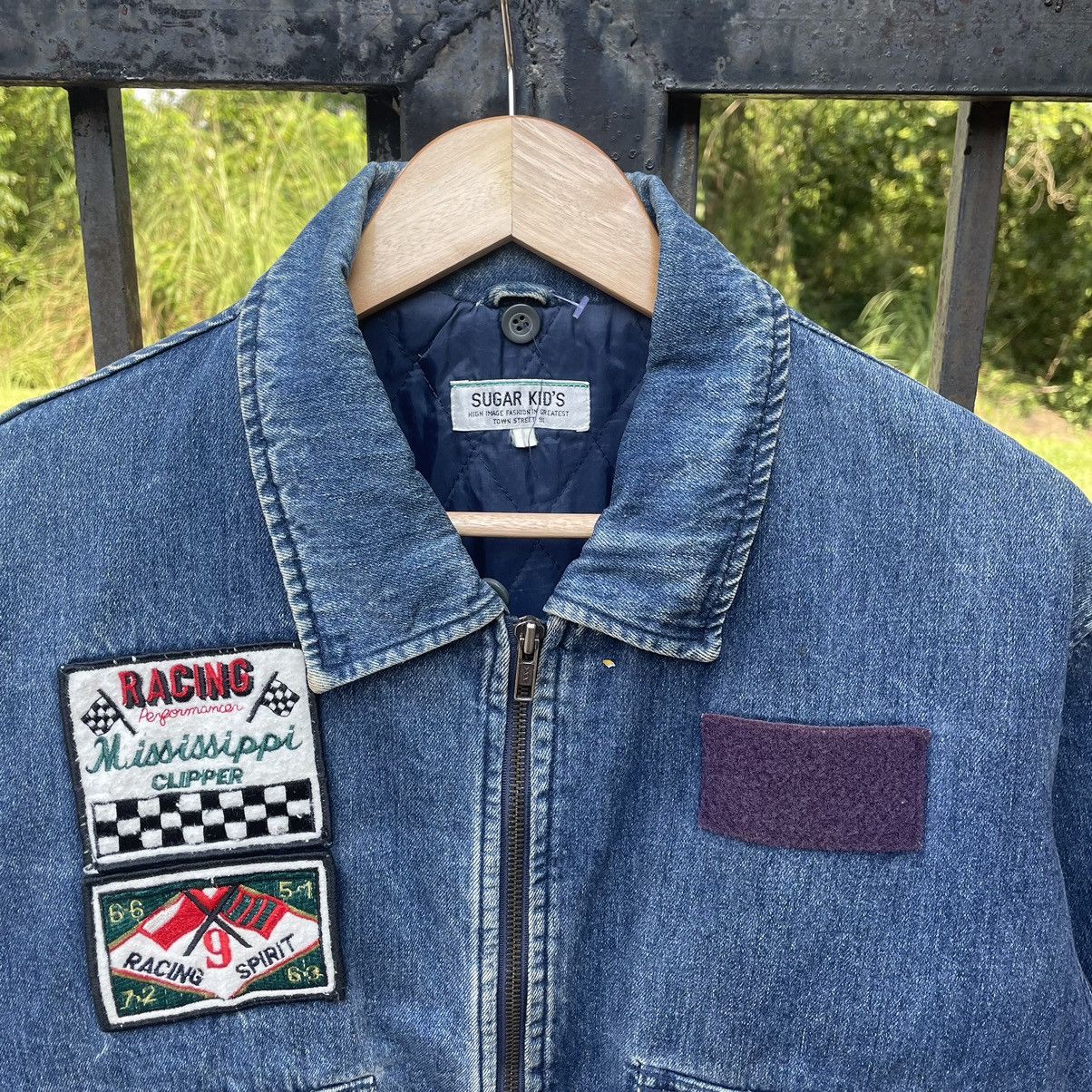 Japanese Brand × Vintage 🇯🇵Sugar Kids Stoned Wash Patchwork Racing Spirit Denim Jacket Size US M / EU 48-50 / 2 - 2 Thumbnail