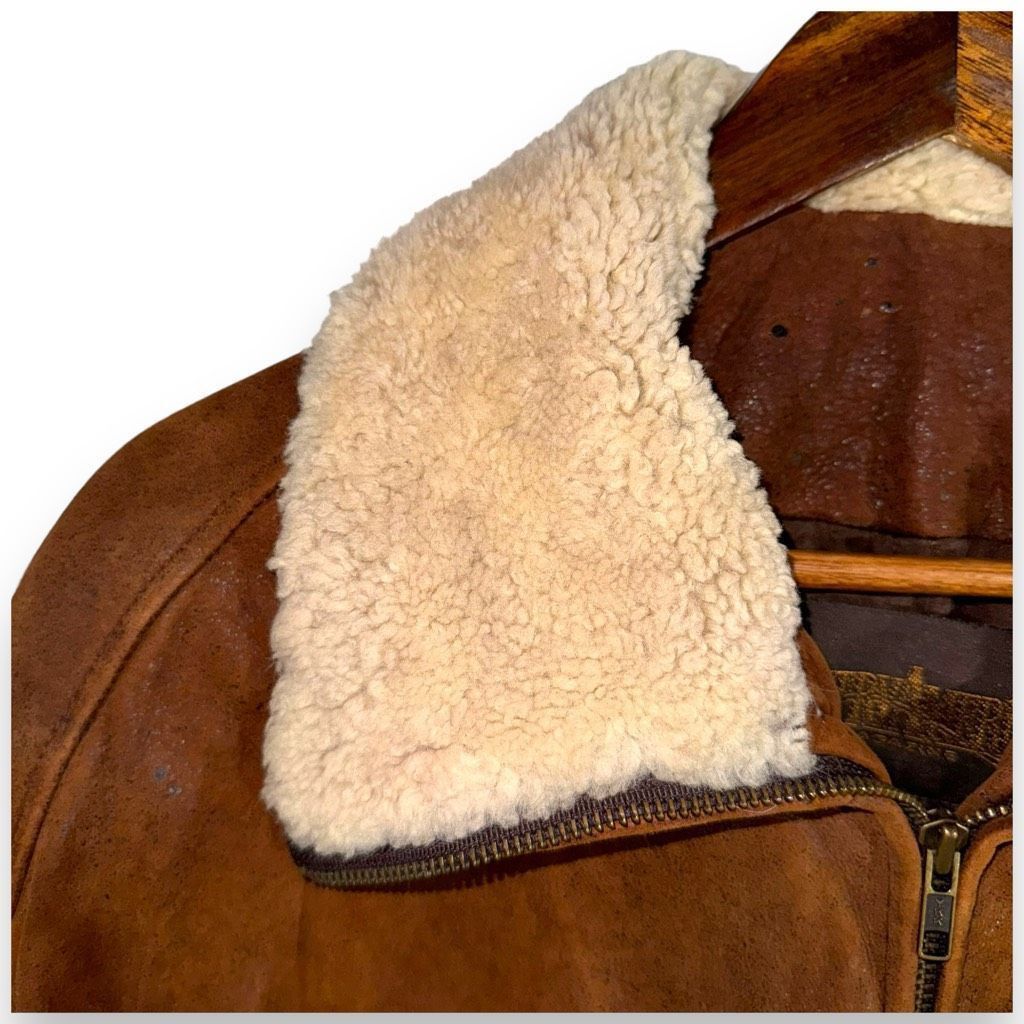 Vera Pelle 80s Country America Sherpa Collar Brown Suede Jacket Sz M Size US M / EU 48-50 / 2 - 3 Thumbnail
