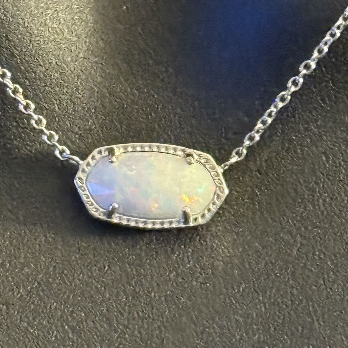 Kendra Scott Elisa silver lab grown opal necklace