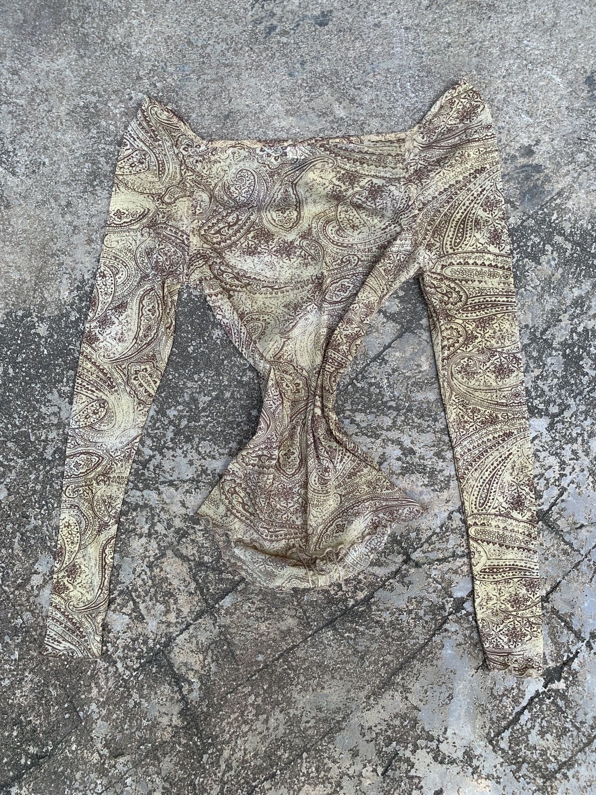 Mango y2k MNG Paisley Lowback Mesh Top Size XS / US 0-2 / IT 36-38 - 3 Thumbnail