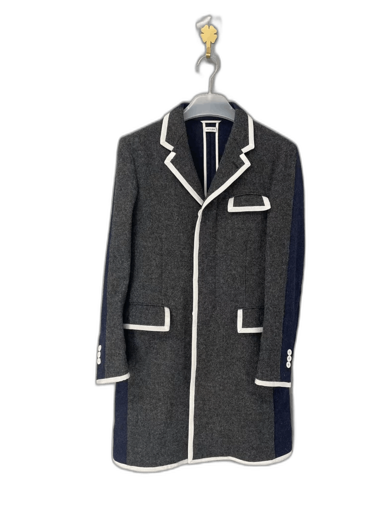 Thom Browne Thom Browne Wool Coat with White Trim-yf Size US XS / EU 42 / 0 - 1 Thumbnail