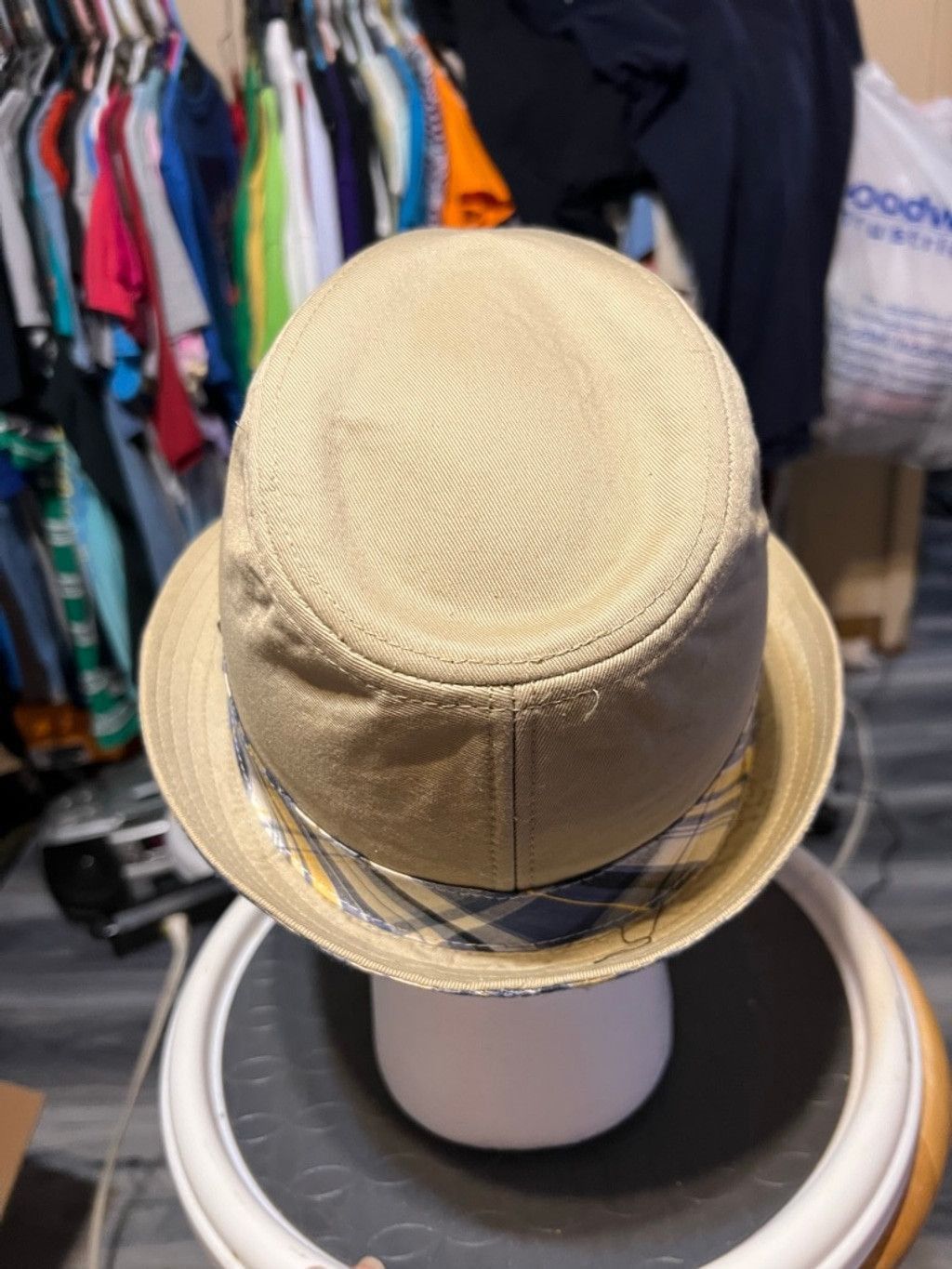 Other Unisex Granule Fedora Hat Tan/Blue Plaid Size One Size Size ONE SIZE - 3 Thumbnail