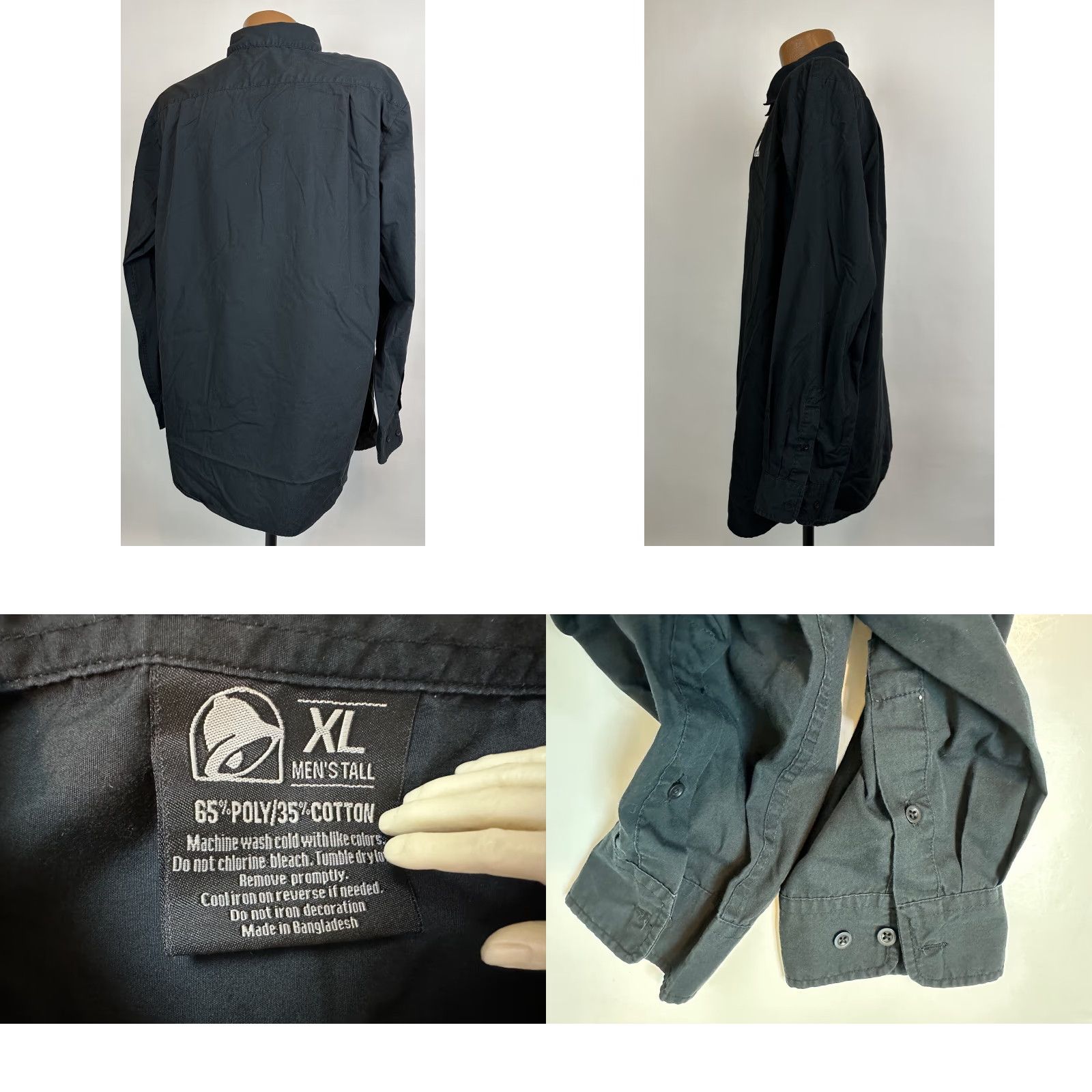 Bell Taco Bell Shirt Men XLT Tall Black Long Sleeve Button Up Uniform Size US XL / EU 56 / 4 - 8 Thumbnail