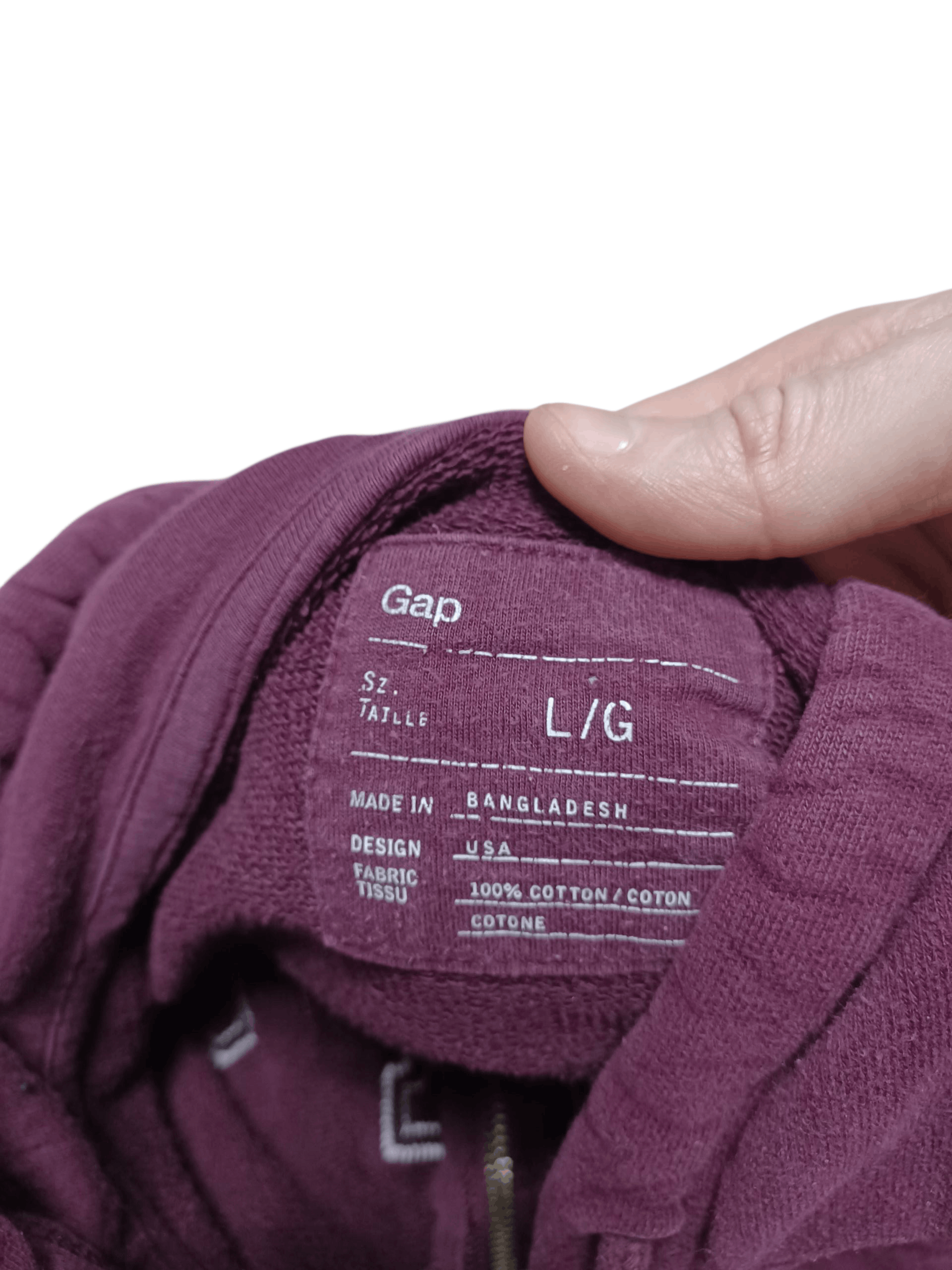 Gap GAP VINTAGE BIG LOGO EMBROIDERED BORDEAUX ZIP HOODIE Size US L / EU 52-54 / 3 - 5 Thumbnail