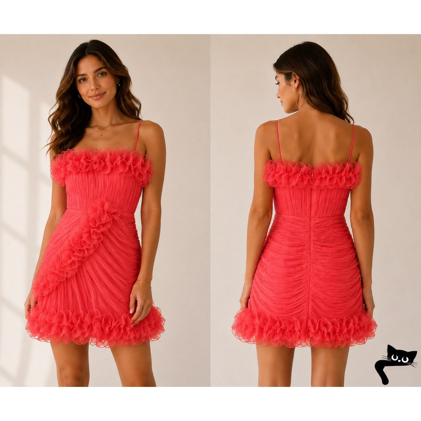 Asos ASOS Design Red Ruffle Bandeau Neck Strapless Mini Dress 4 Size S / US 4 / IT 40 - 3 Thumbnail