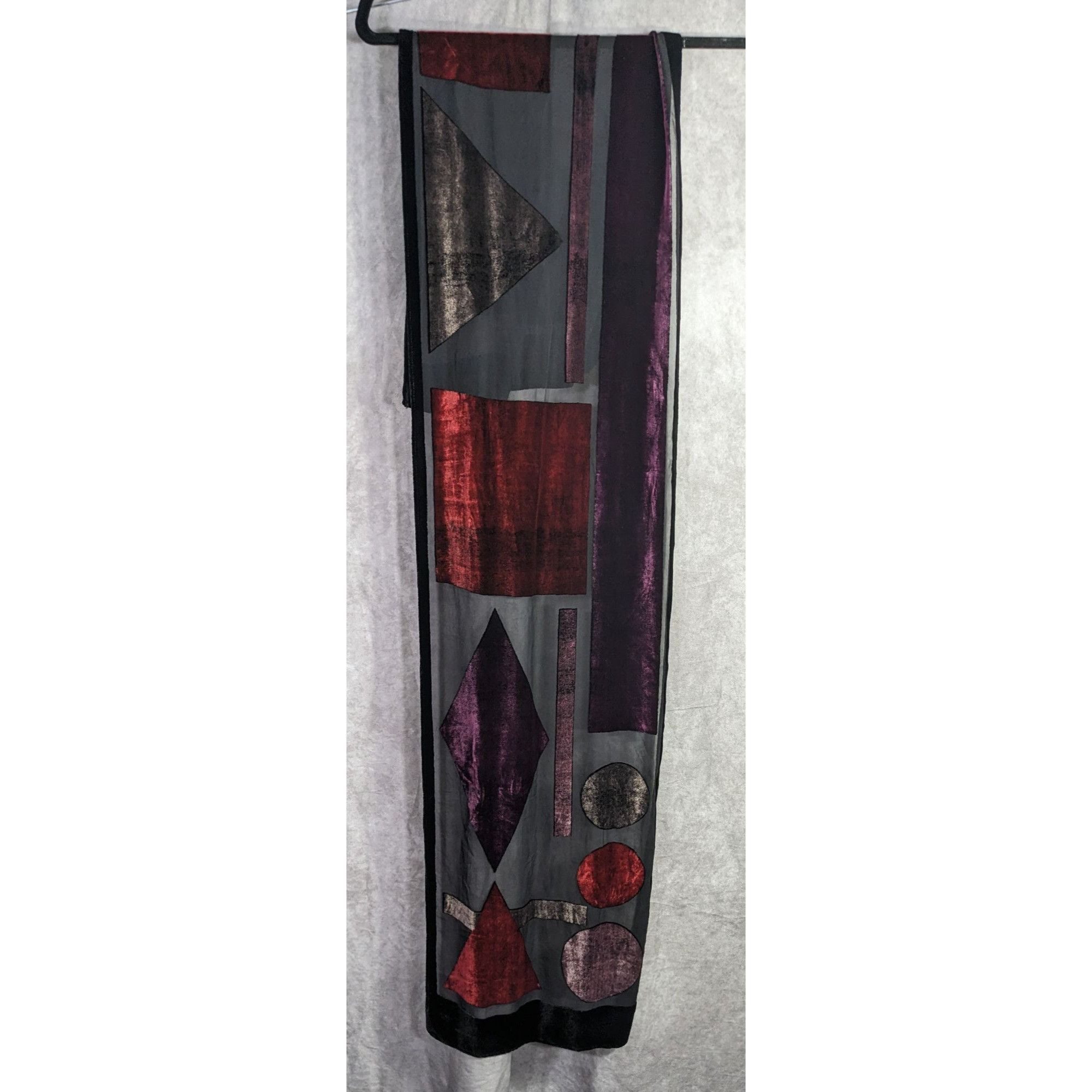 Other Vintage Burnt Velvet Geometric Jewel Tone Scarf/Shawl Size ONE SIZE - 6 Thumbnail