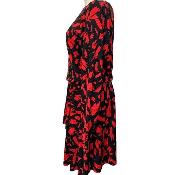 Zara Zara Trafaluc S/S18 Red Black Printed Dress Size L Size L / US 10 / IT 46 - 2 Thumbnail