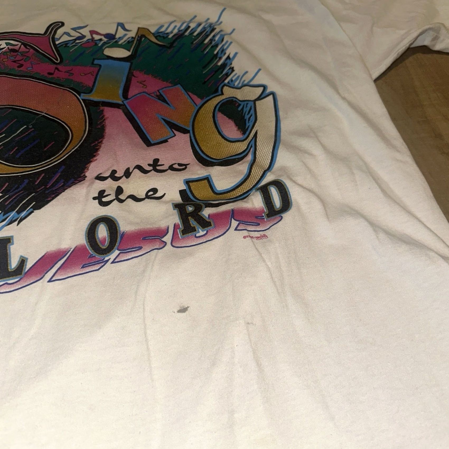 Fruit Of The Loom VINTAGE Fruit of the Loom Jesus Shirt Mens XL Crew Neck White 90s Graphic Print Sing Onto The Lord Single Stitch T-Shirt Size US XL / EU 56 / 4 - 3 Thumbnail
