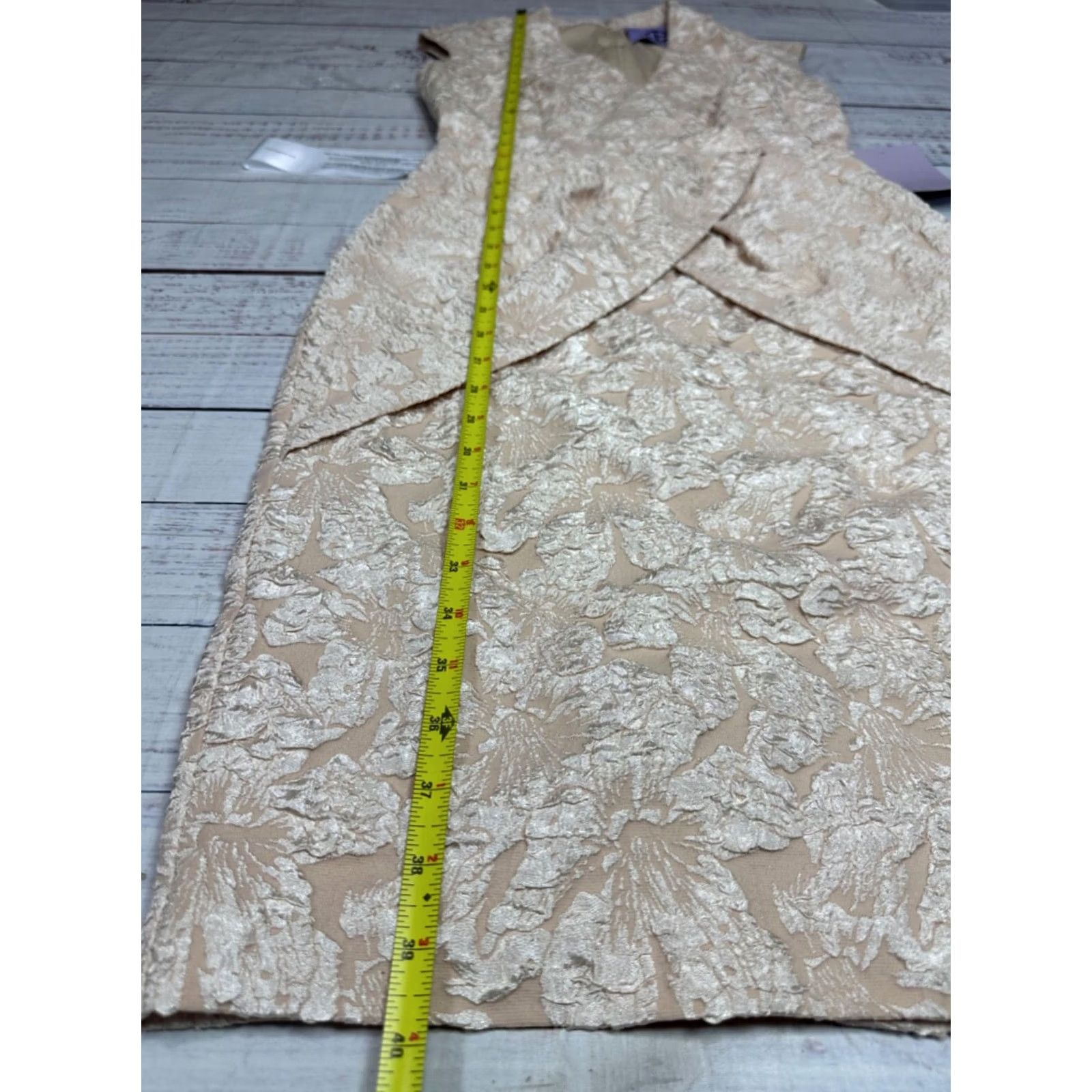 Vintage JS Collections Womens Emery Faux Wrap Sheath Dress Sz 4 Champagne Sleeveless New Size S / US 4 / IT 40 - 2 Thumbnail