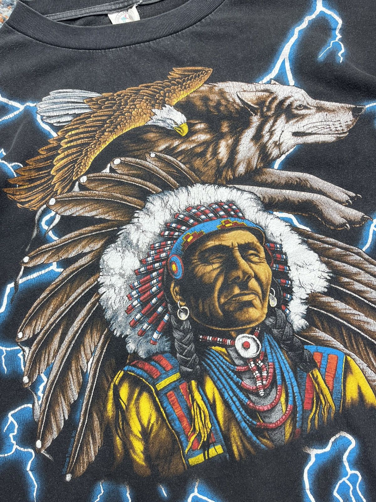 Vintage Vintage 90s American Thunder all over print graphic tee Size US XL / EU 56 / 4 - 9 Thumbnail