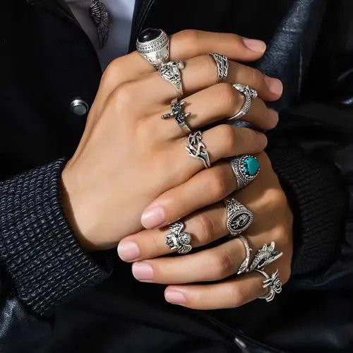 Jewelry Hirayama x Kazue 11Pcs/Set Gothic PunkRing Size ONE SIZE - 6 Thumbnail