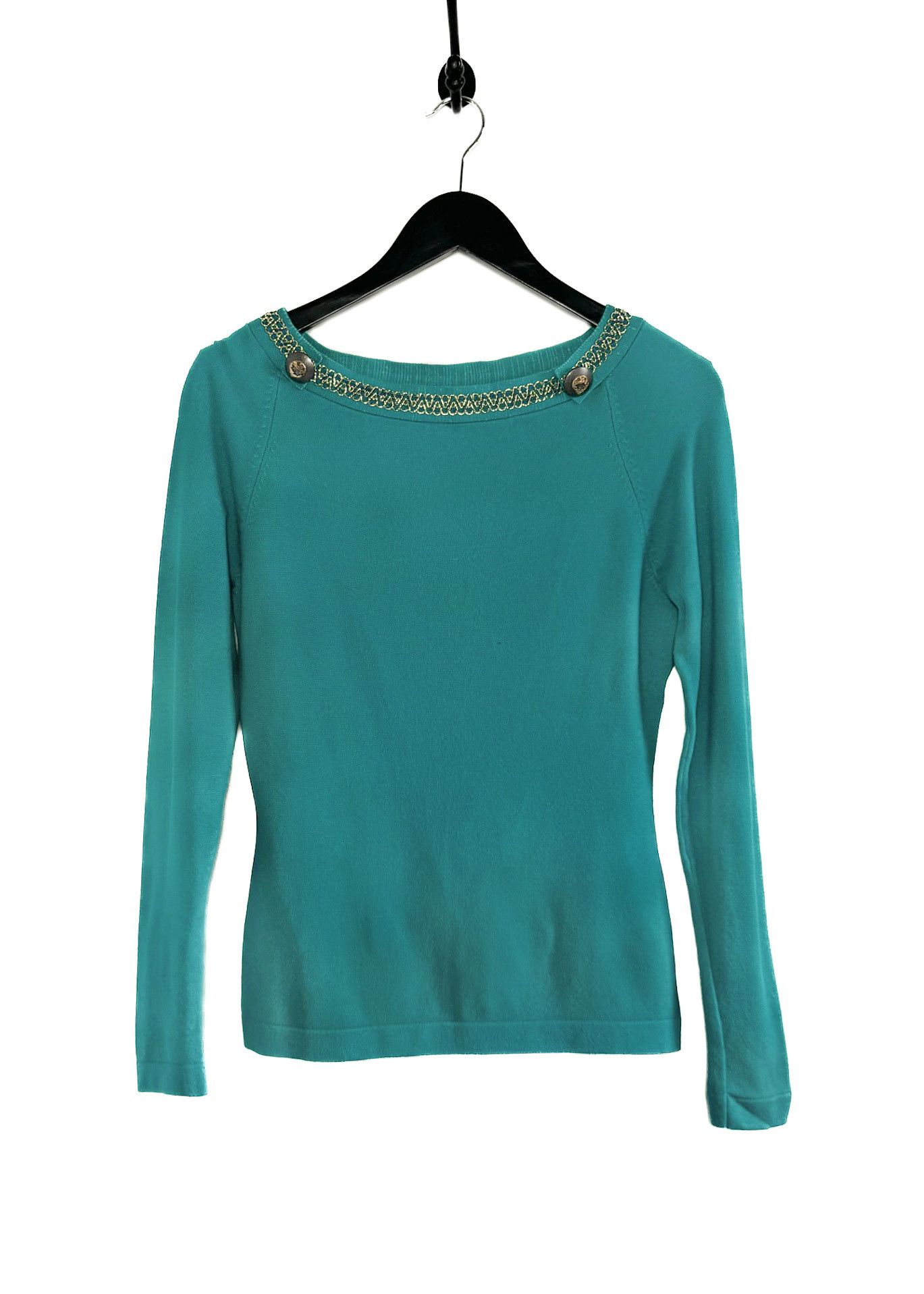 Versace Versace Collection Turquoise Boat Neck Mesh Back Sweater Size S / US 4 / IT 40 - 1 Thumbnail