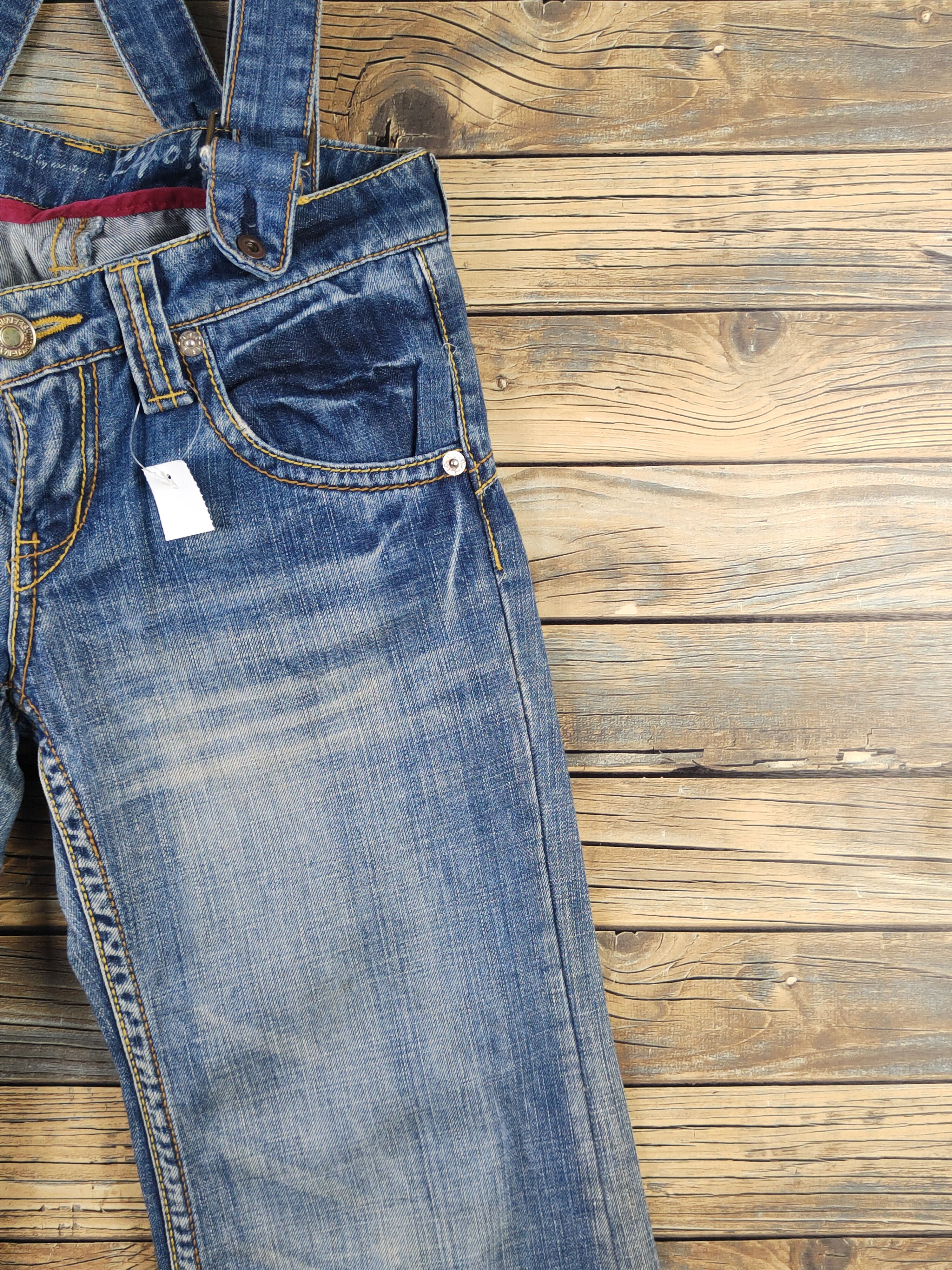 Japanese Brand DL Japanese Brand Blue Distressed Suspender Jeans #1082 Size 28" / US 6 / IT 42 - 8 Thumbnail