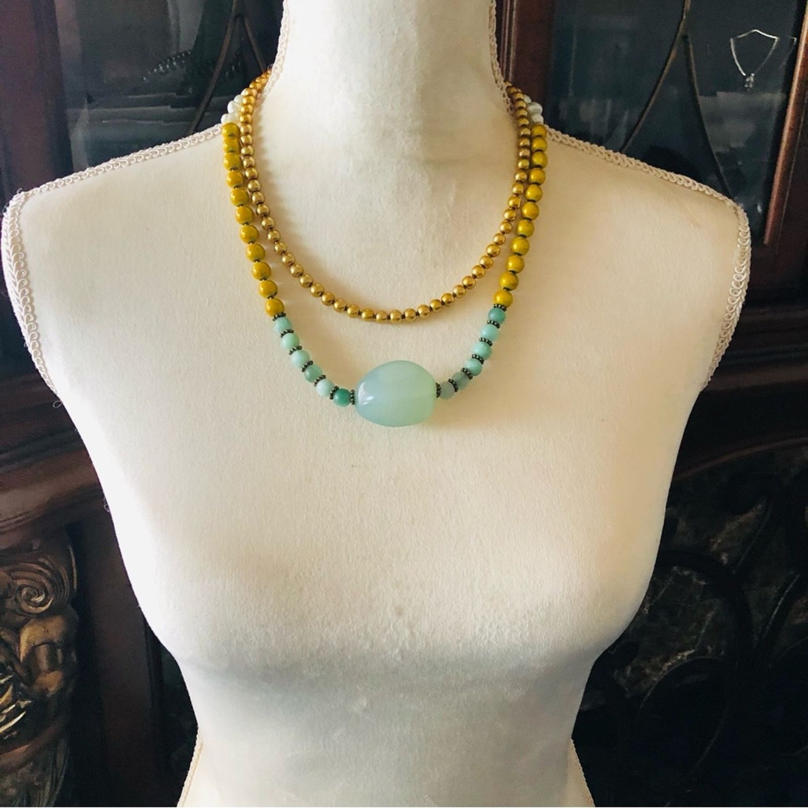 Handmade Handcrafted repurpose double strand mixed bead Pearl necklac Size ONE SIZE - 5 Thumbnail