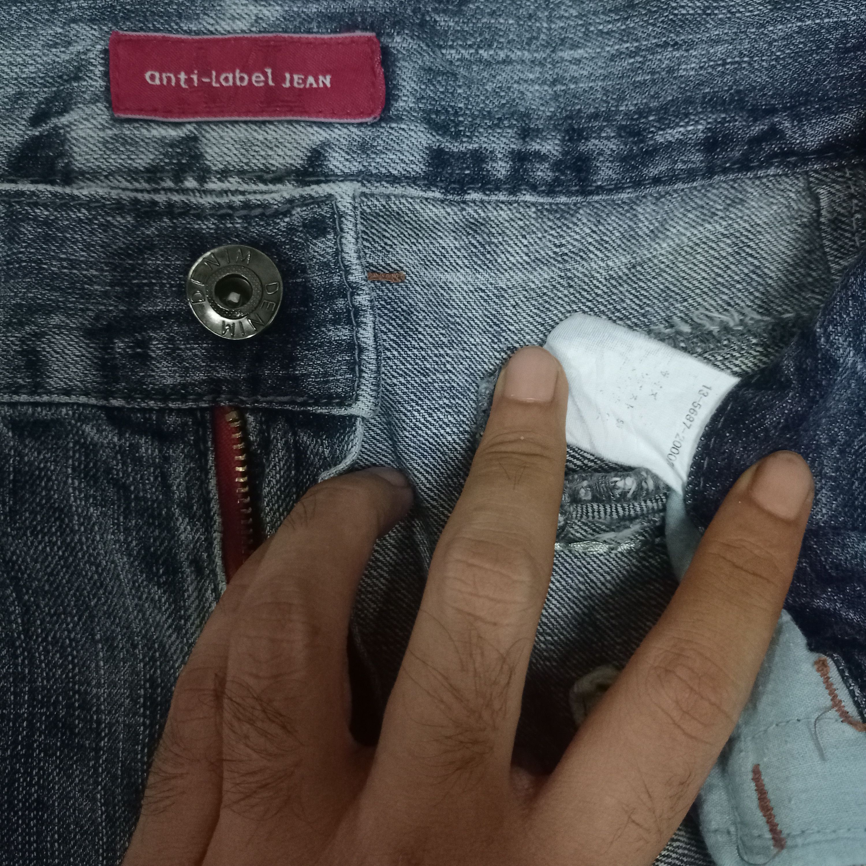 Japanese Brand Vintage Anti Label Blue Wash Distressed Baggy Jeans 35x29 Size US 35 - 3 Thumbnail