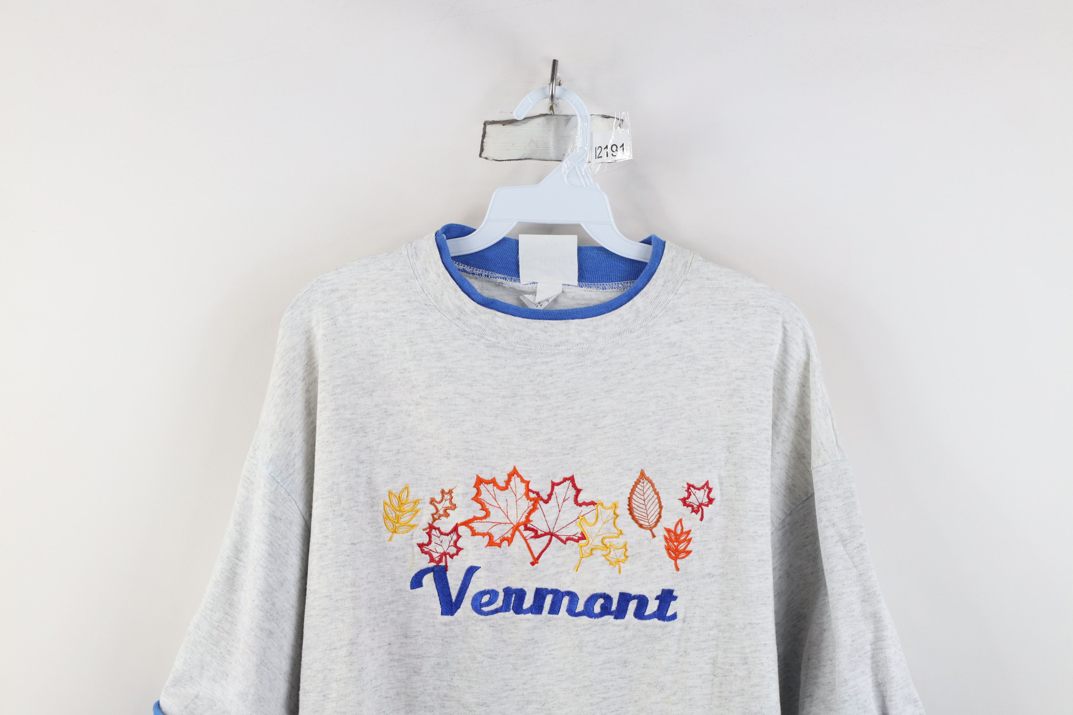 Vintage Vintage 90s Streetwear Vermont Leaf Nature Layered T-Shirt Size US XL / EU 56 / 4 - 2 Thumbnail