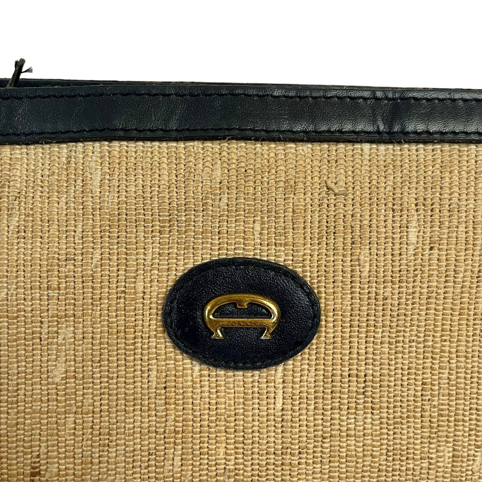 Etienne Aigner × Vintage Etienne Aigner Woven Straw Navy Blue Leather Shoulder Bag Size ONE SIZE - 6 Thumbnail