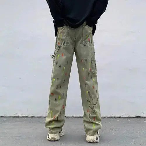 Jean Retro Embroidered Splash Ink Tie Dyed Jeans Size US 32 / EU 48 - 3 Thumbnail
