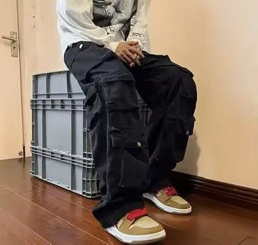 Japanese Brand Baggy Cargo Pants - Y2K Skate Streetwear Size US 31 - 3 Thumbnail