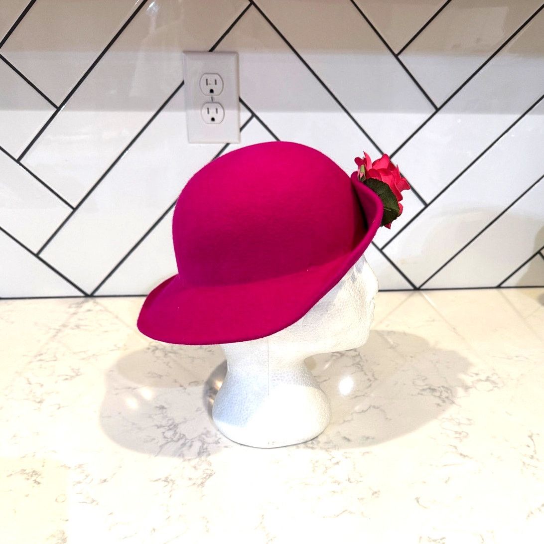 Vintage Vintage wool fuchsia big flower front women’s kids Blossom Size ONE SIZE - 4 Thumbnail