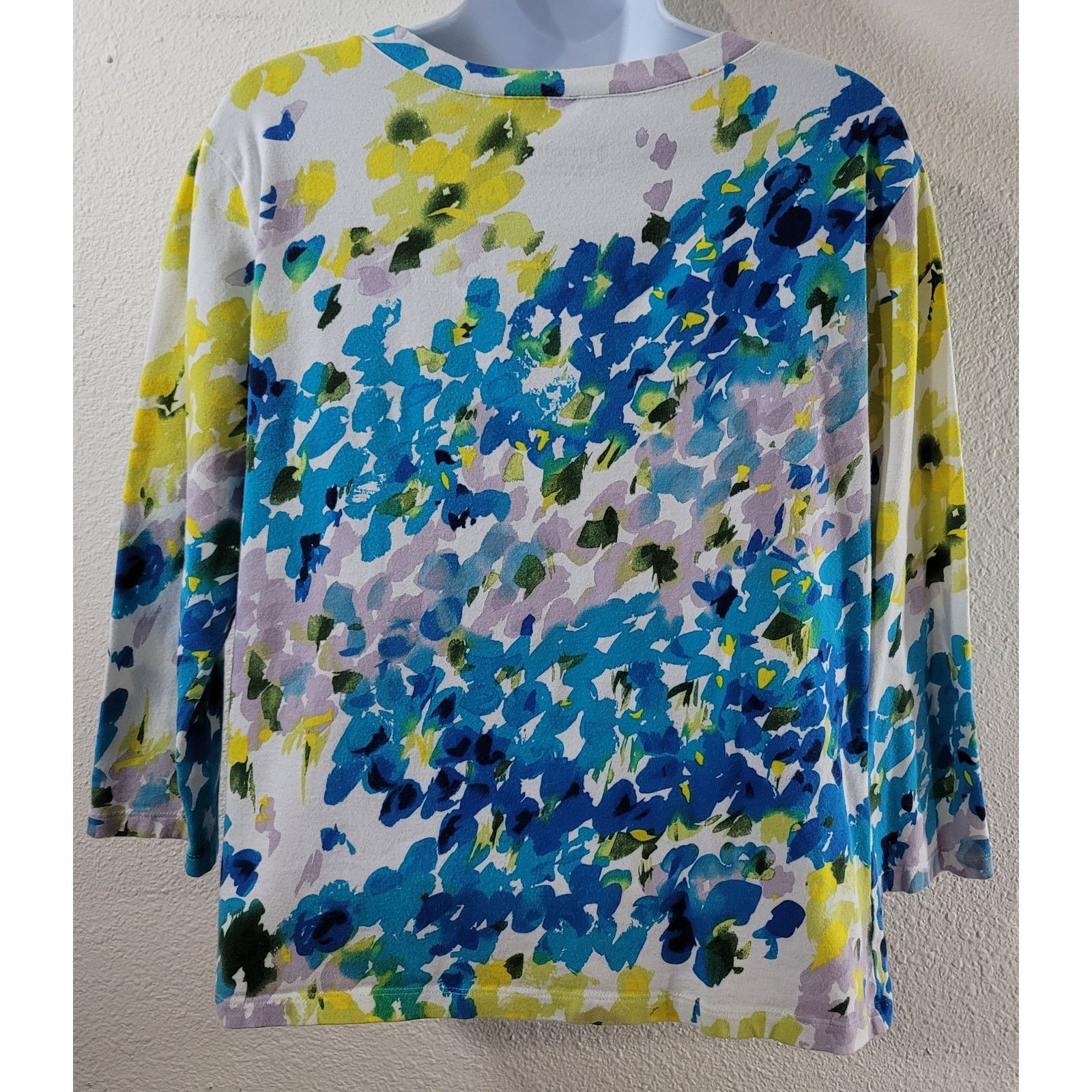 Other Erin London White Blue Yellow Abstract Print Top Large Size L / US 10 / IT 46 - 3 Thumbnail