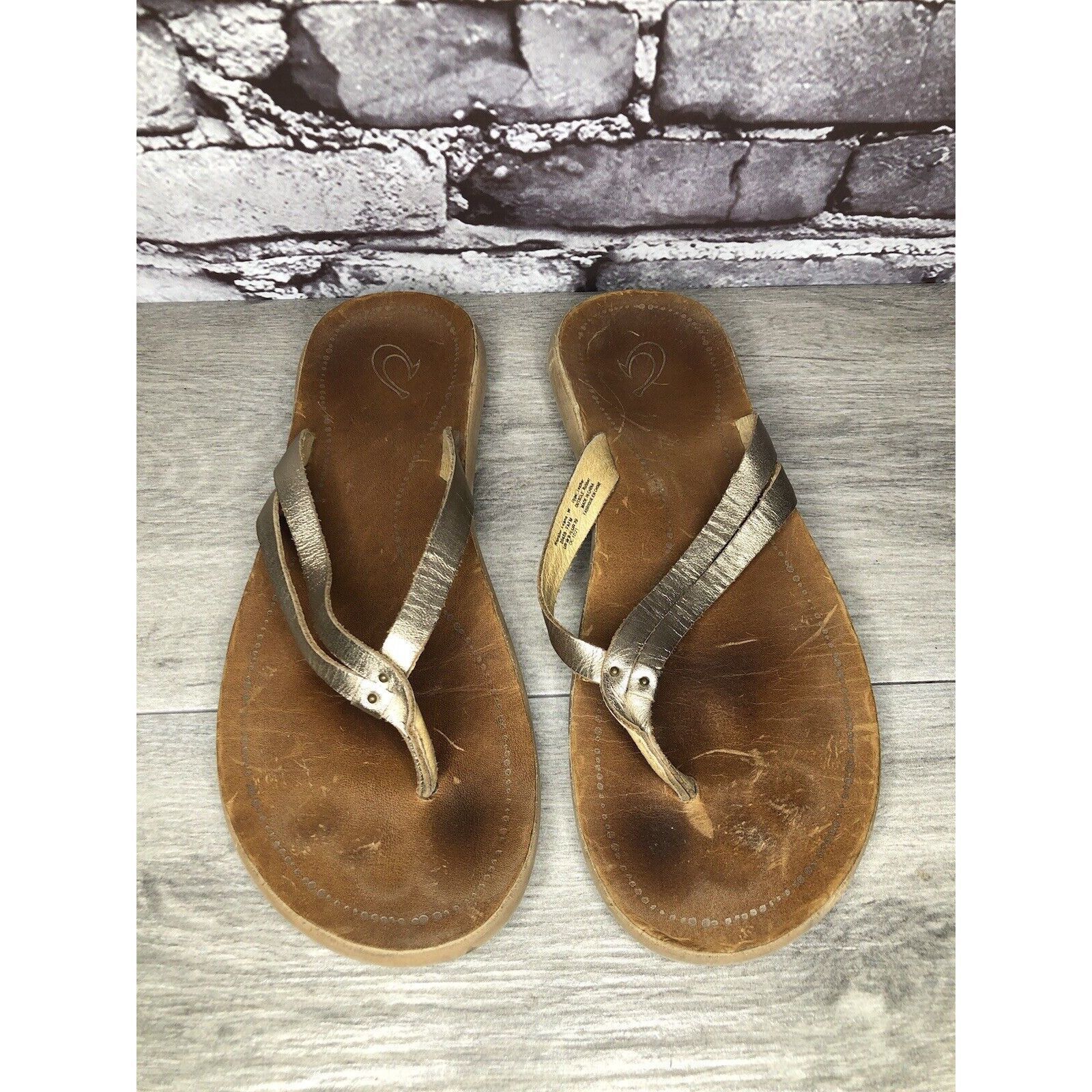 Olukai Olukai Kapehe Luana Gold Leather Beach Flip Flops Sandals Wo Size US 9 / IT 39 - 2 Thumbnail