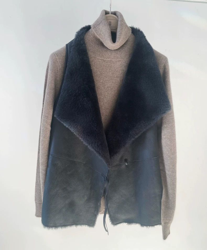 Loro Piana LORO PIANA Black double-sided fur coat Size S / US 4 / IT 40 - 1 Thumbnail