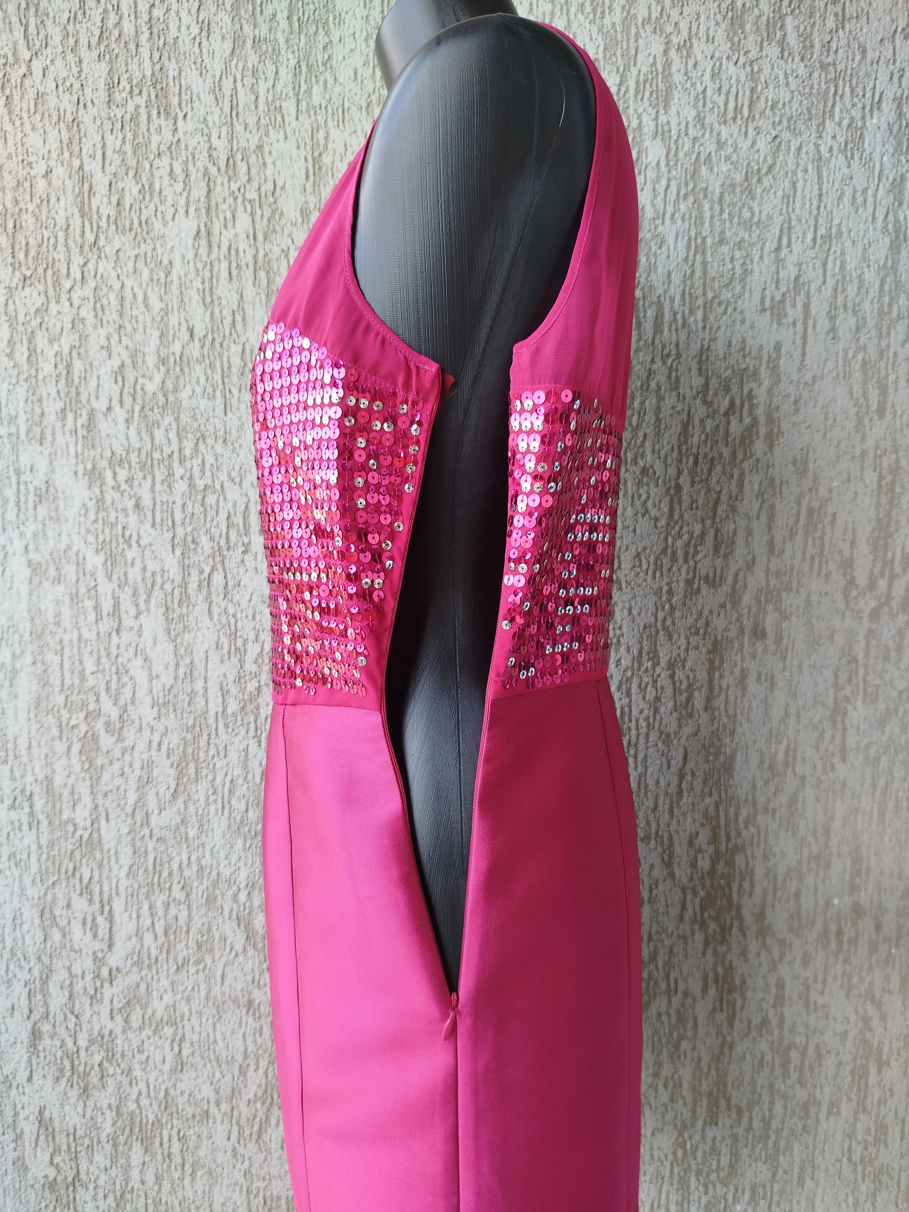 Blumarine Coctail Dress Fuchsia Sequins Brocade Vintage 00s Y2K Size M / US 6-8 / IT 42-44 - 9 Thumbnail