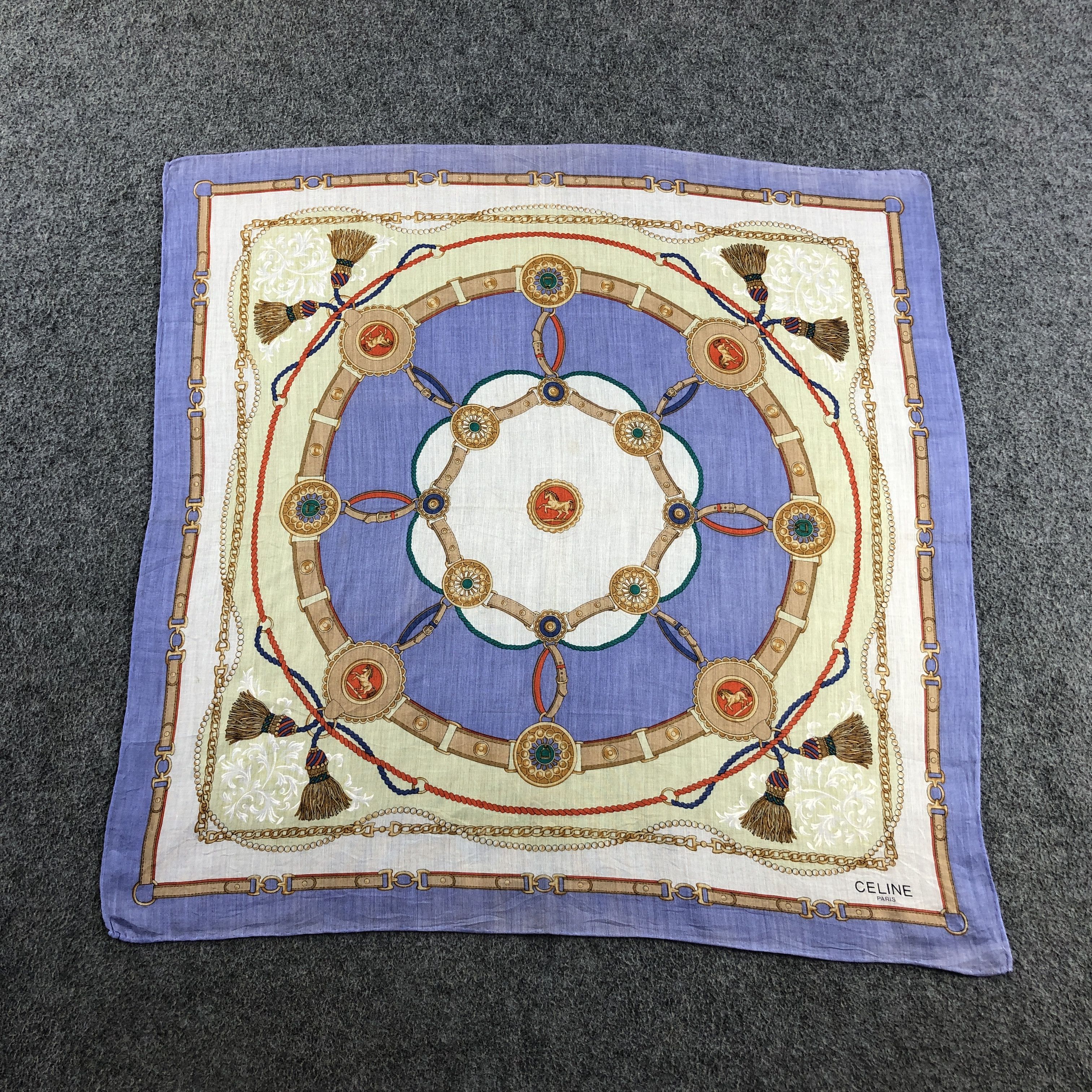 Celine Celine Chains Handkerchief Neckerchief Bandana H2753 Size ONE SIZE - 2 Thumbnail