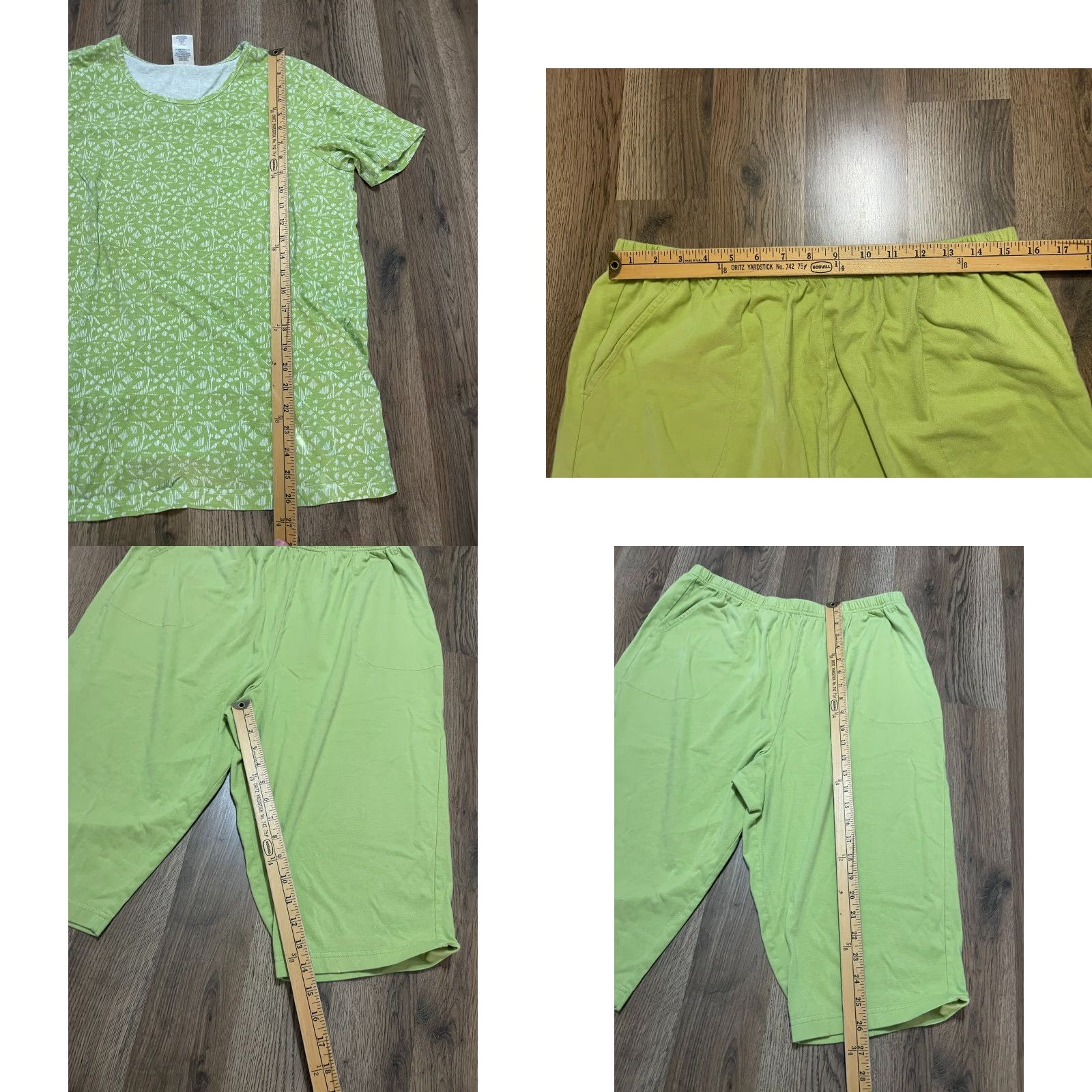 Blair Blair Outfit Women's Large Green Pull On Shirt + Capri Pants Set 2 Piece Casual Modern Fall Spring Summer Womens Size L / US 10 / IT 46 - 8 Thumbnail