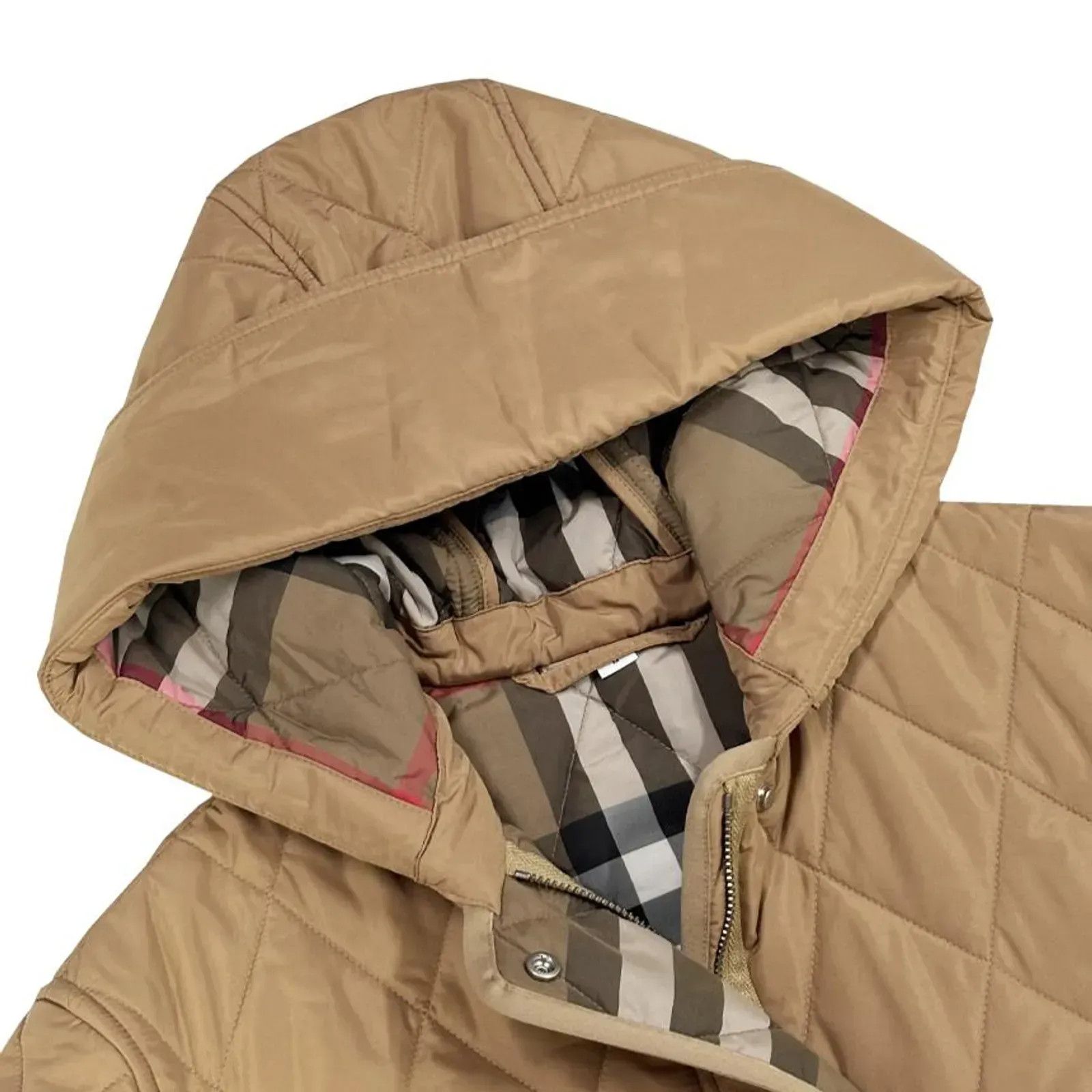 Burberry o1w1db10426 Quilted Long Hooded Jacket in Camel Size XL / US 12-14 / IT 48-50 - 4 Thumbnail