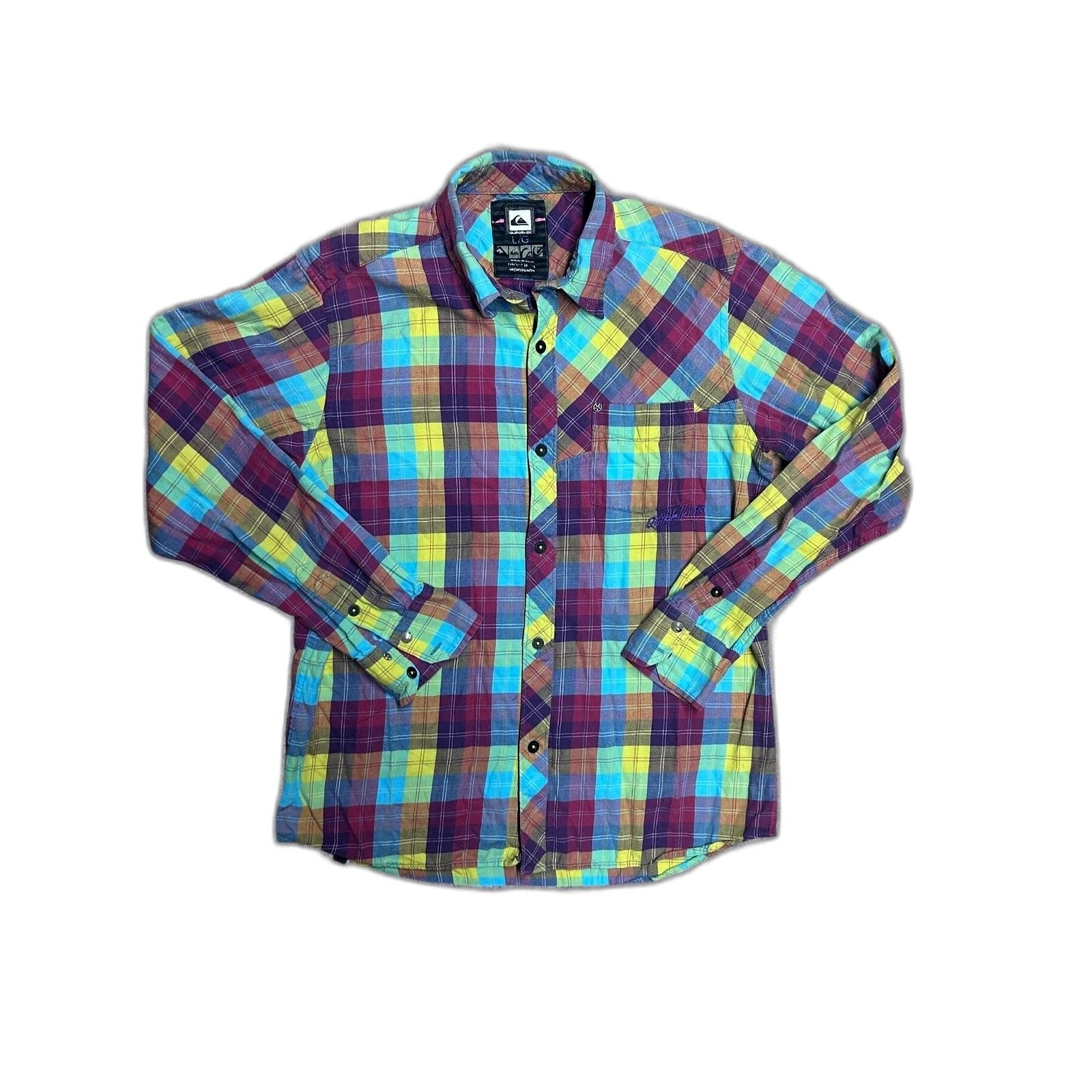 Quiksilver Quicksilver Multicolor Bright Rainbow Plaid Flannel Shirt La Size US L / EU 52-54 / 3 - 2 Thumbnail