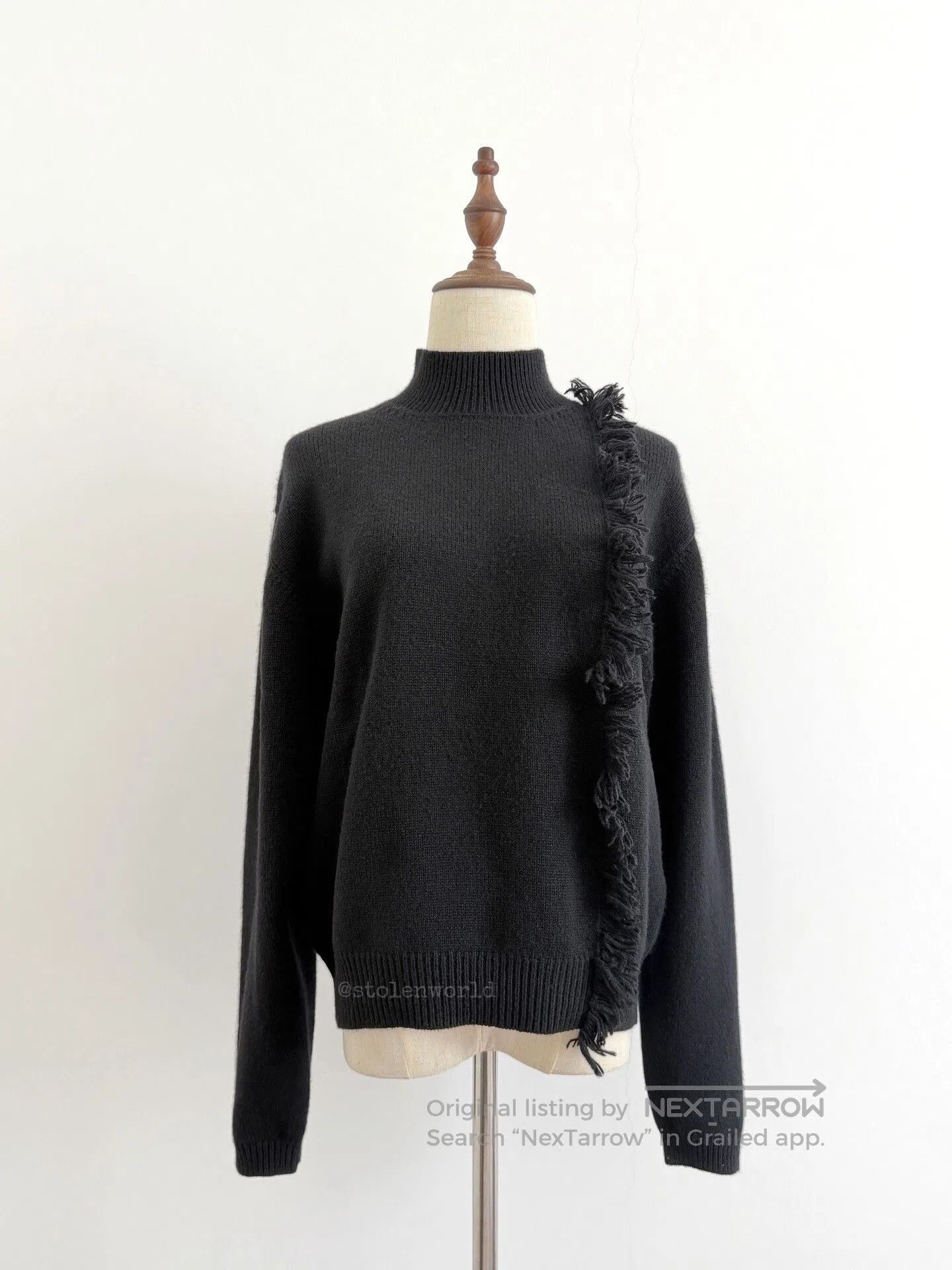Y's black knitted high collar with tassel. Size L / US 10 / IT 46 - 1 Thumbnail