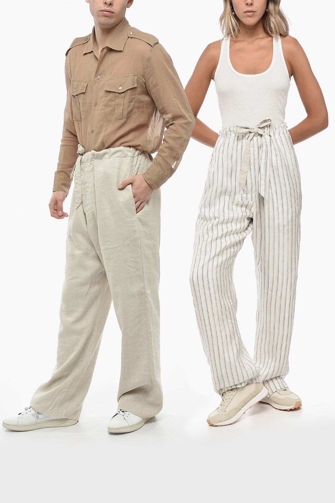 Maison Margiela og1mm1224 Reversible UNISEX Flax Blend Pant in Beige Size 34" / US 12 / IT 48 - 1 Thumbnail