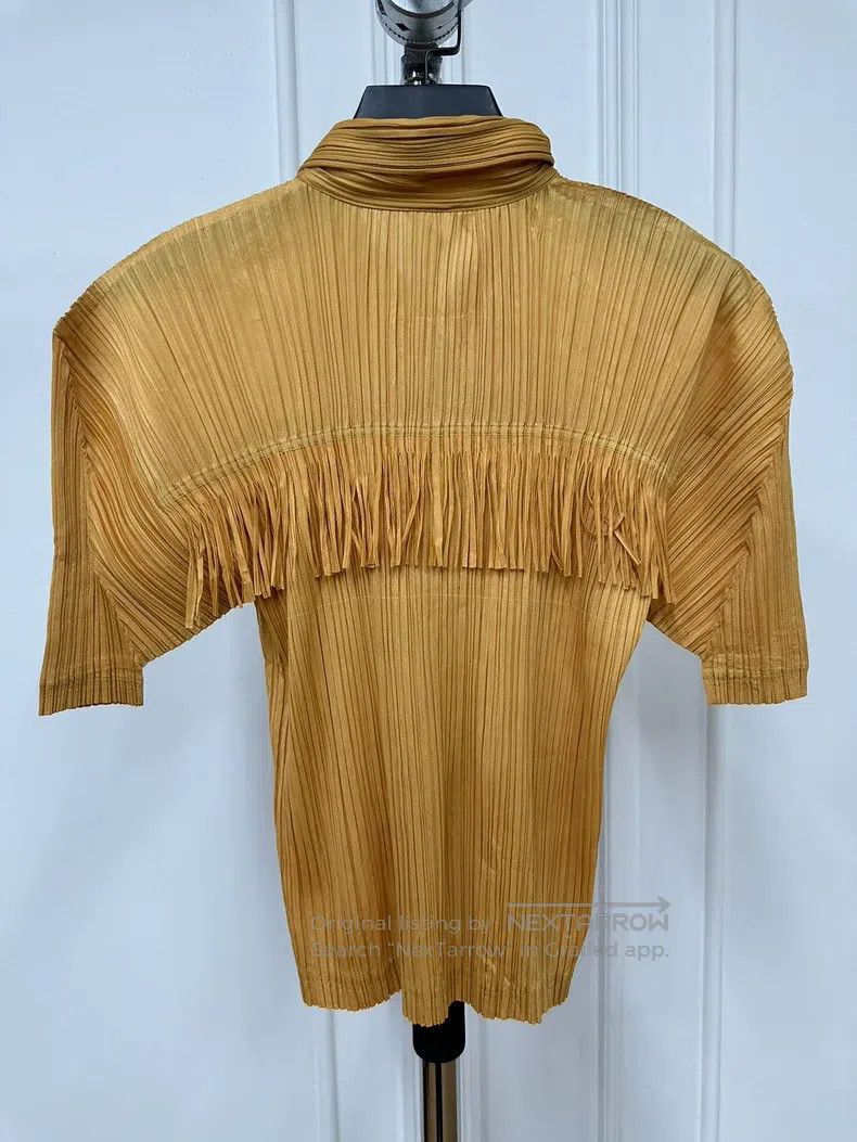 Issey Miyake Issey Miyake Pleated Yellow Fringed Jacket Size XL / US 12-14 / IT 48-50 - 5 Thumbnail