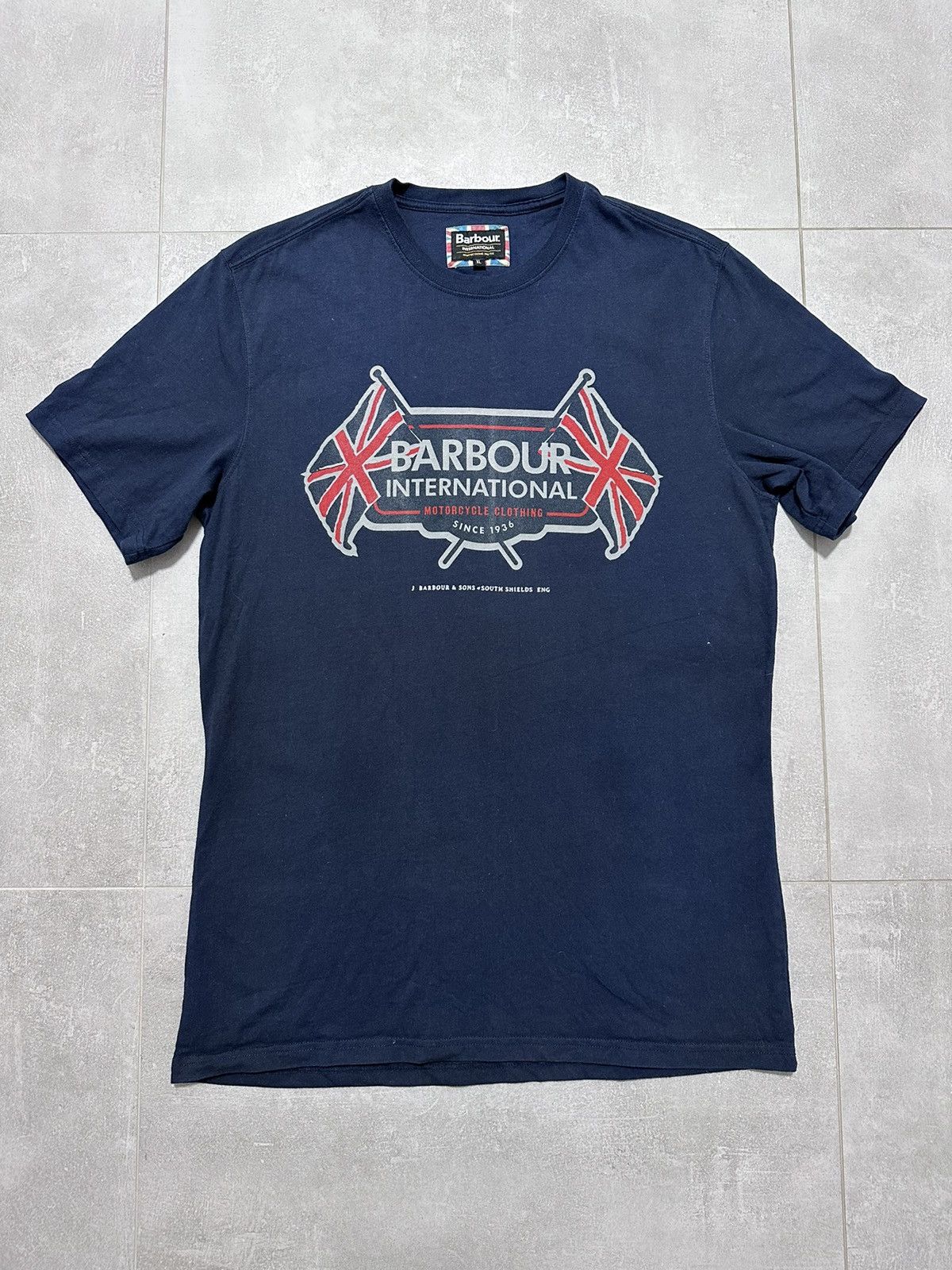 Barbour × Vintage Barbour International T Shirt Navy Blue Mes Clothing XL Size US XL / EU 56 / 4 - 1 Thumbnail