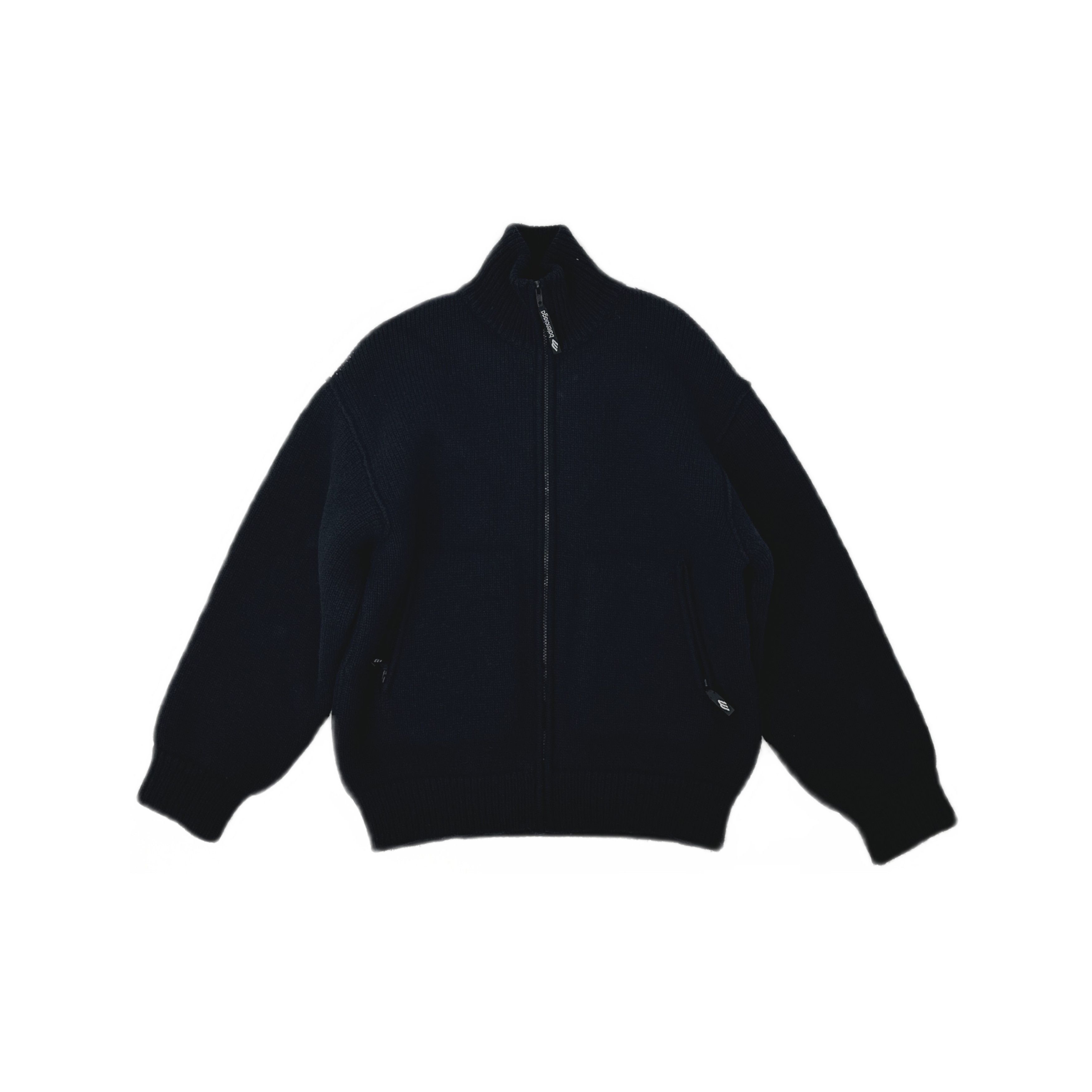Balenciaga Logo Zip Up Fleece Cardigan Size Xs in Black, Men's