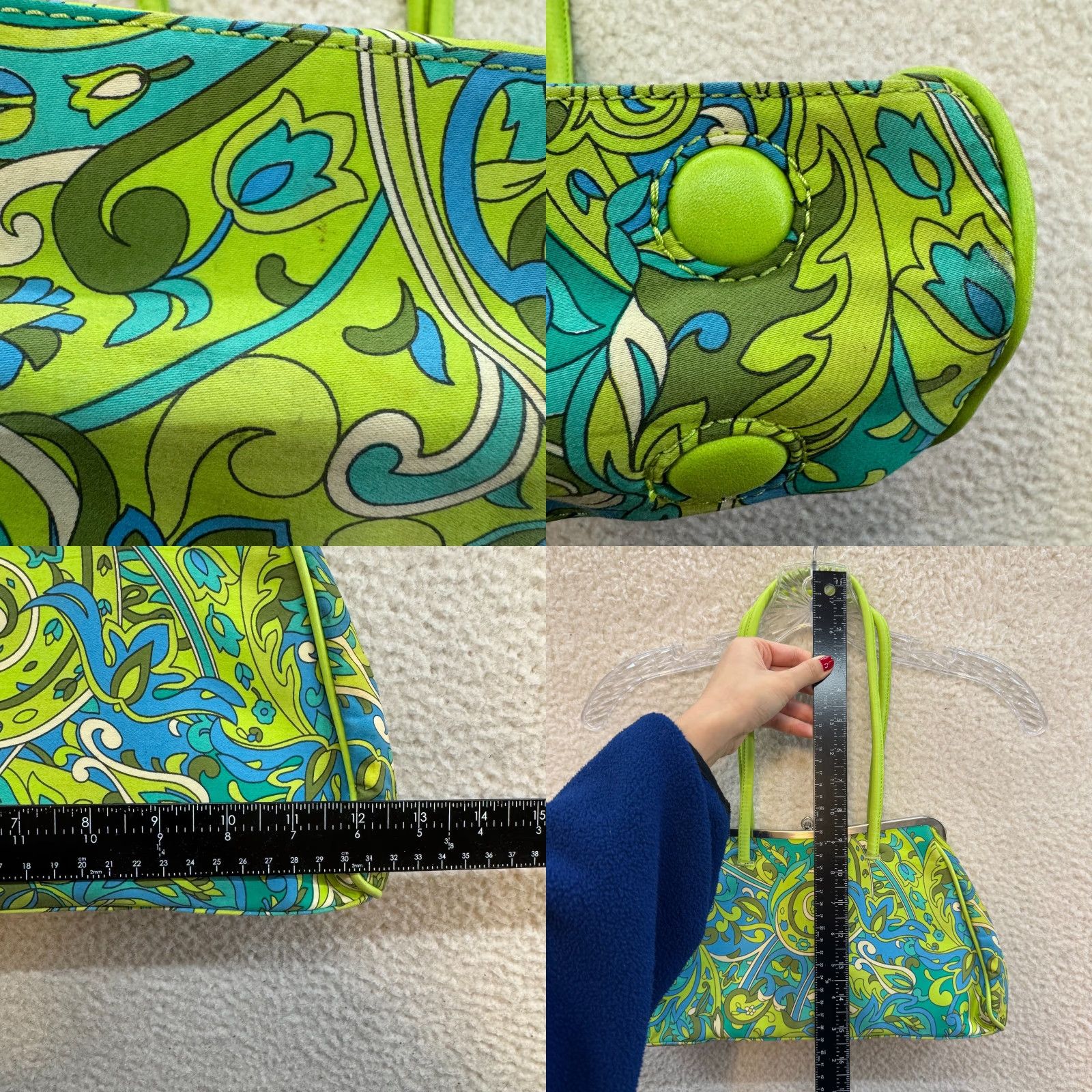 Nine West VINTAGE Nine West Shoulder Bag Purse Green Kisslock Groovy Pattern 90s Y2K Womens Bag Size ONE SIZE - 8 Thumbnail