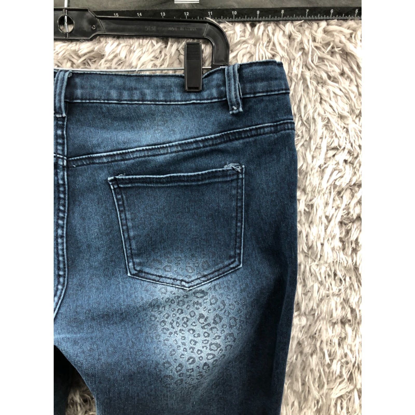 Vintage Miss Jeaniest Jeans Size 16 Womens Mid Rise Blue Denim Animal Print Accent Skinny Jeans Size 38" / US 16 / IT 52 - 7 Thumbnail