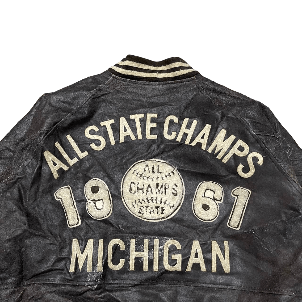 Leather Vintage 80s All State Champs Michigan Varsity Leather Jacket Size US M / EU 48-50 / 2 - 2 Thumbnail