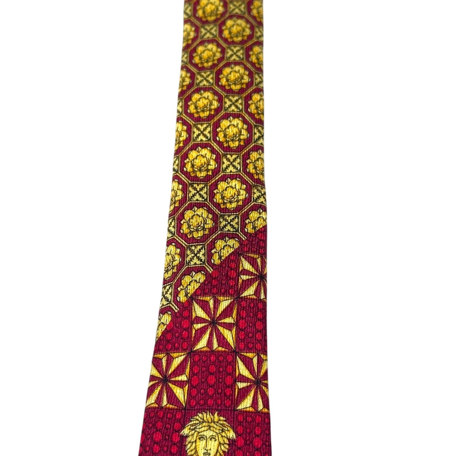 Versace Vintage Gianni Versace Silk Neck Tie Red Gold 3.5” X 58” Size ONE SIZE - 5 Thumbnail