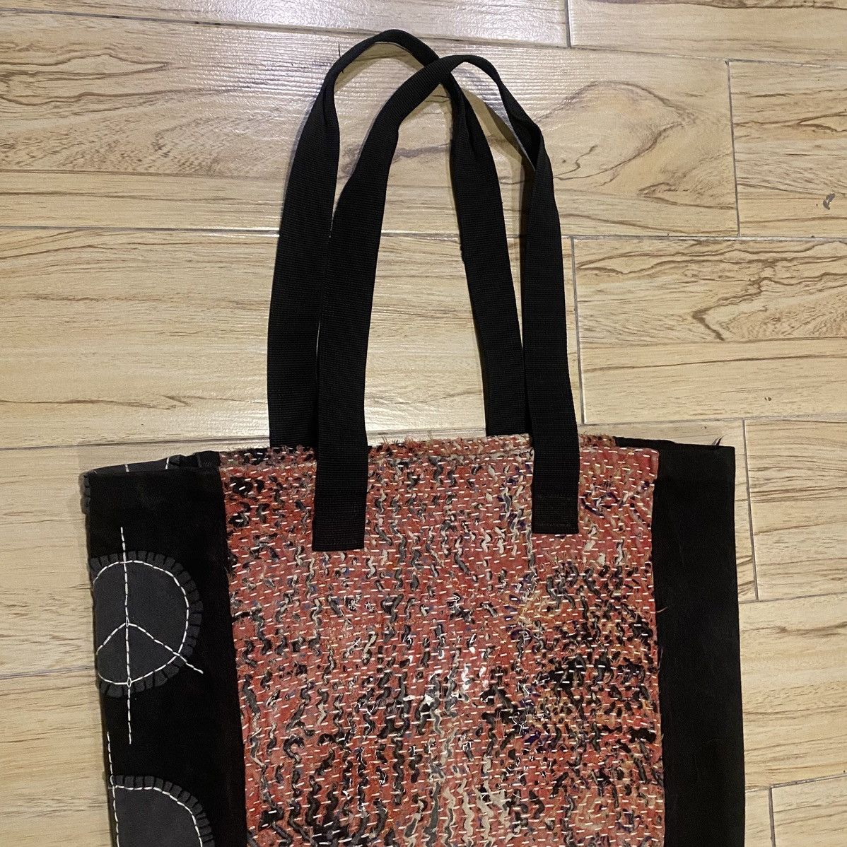 Handmade 1/1 Handstitch Sashiko Boro Natural Distressed Tote Bag Size ONE SIZE - 10 Thumbnail