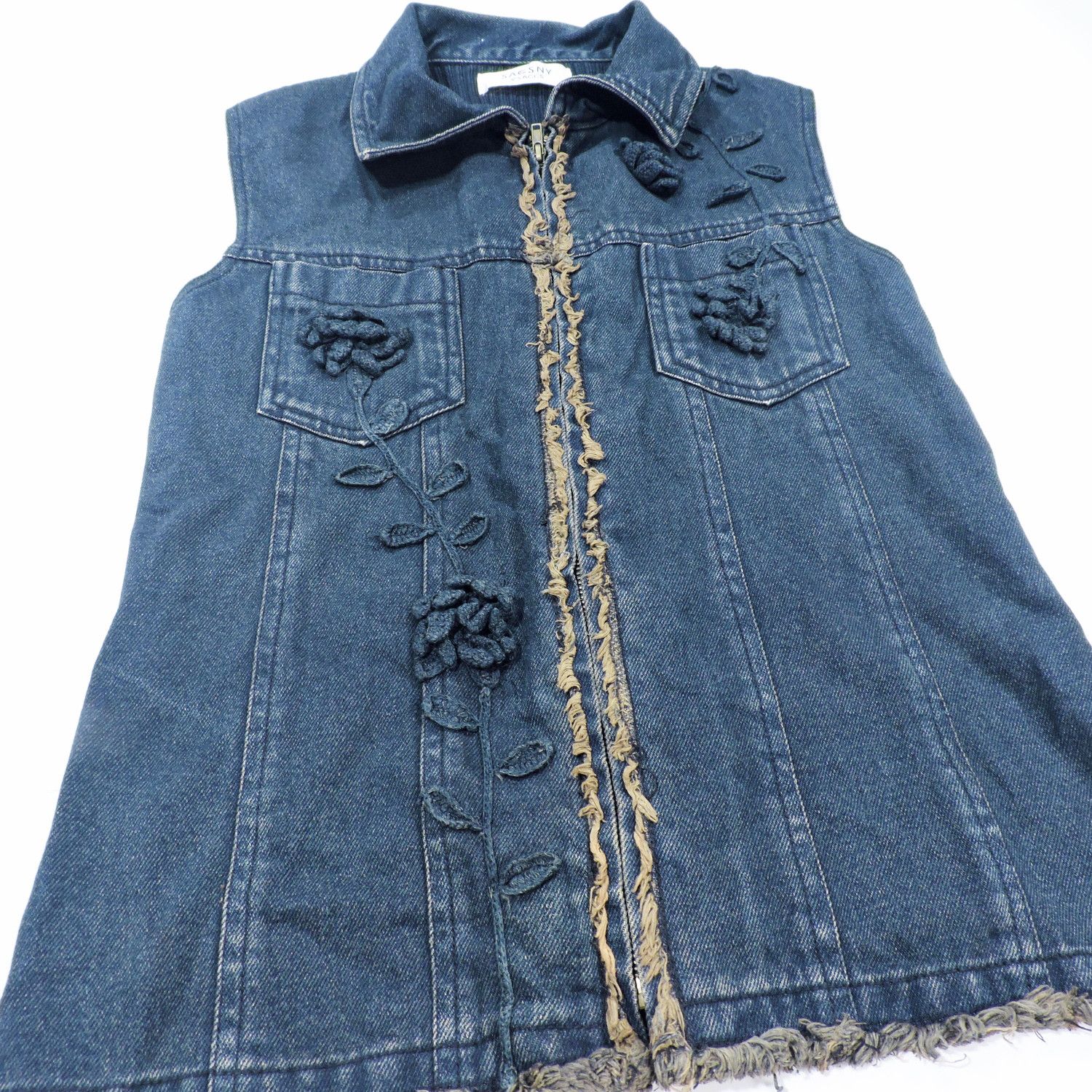 Yohji Yamamoto SACSNY Y'SACCS YOHJI YAMAMOTO EMBROIDERY FLOWER DENIM VEST Size M / US 6-8 / IT 42-44 - 6 Thumbnail