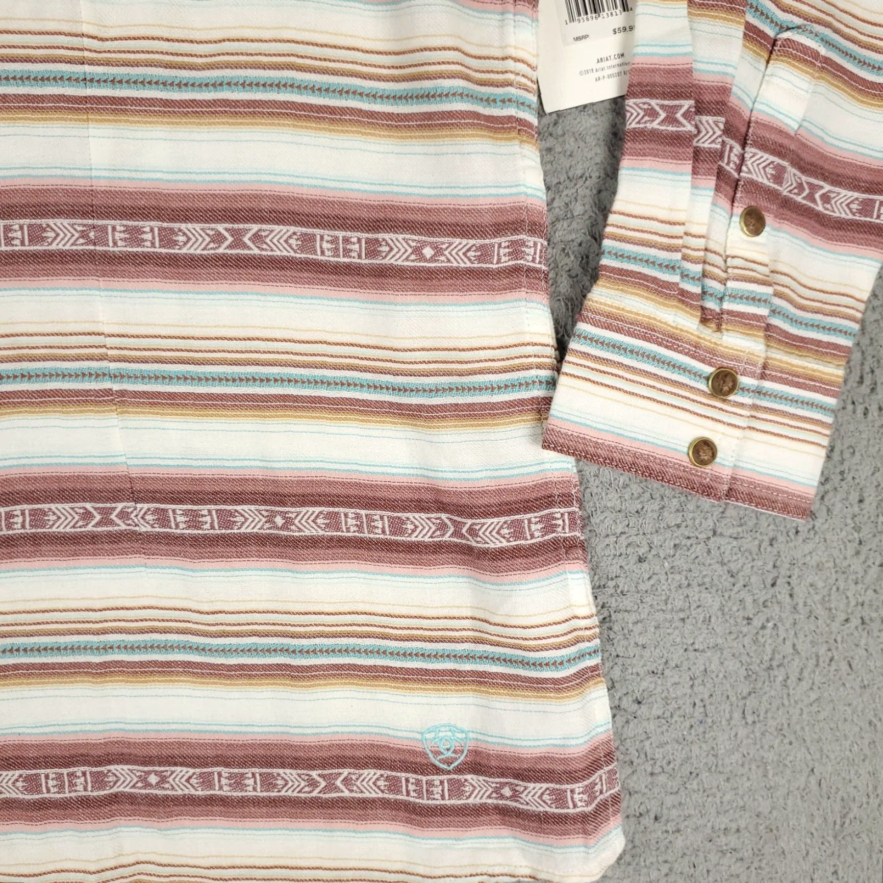 Ariat VINTAGE Ariat Womens Shirt 2XL Long Sleeve Red Striped Western Snap Button-Up Casual Fall Winter Womens Size XXL / US 16-18 / IT 52-54 - 4 Thumbnail