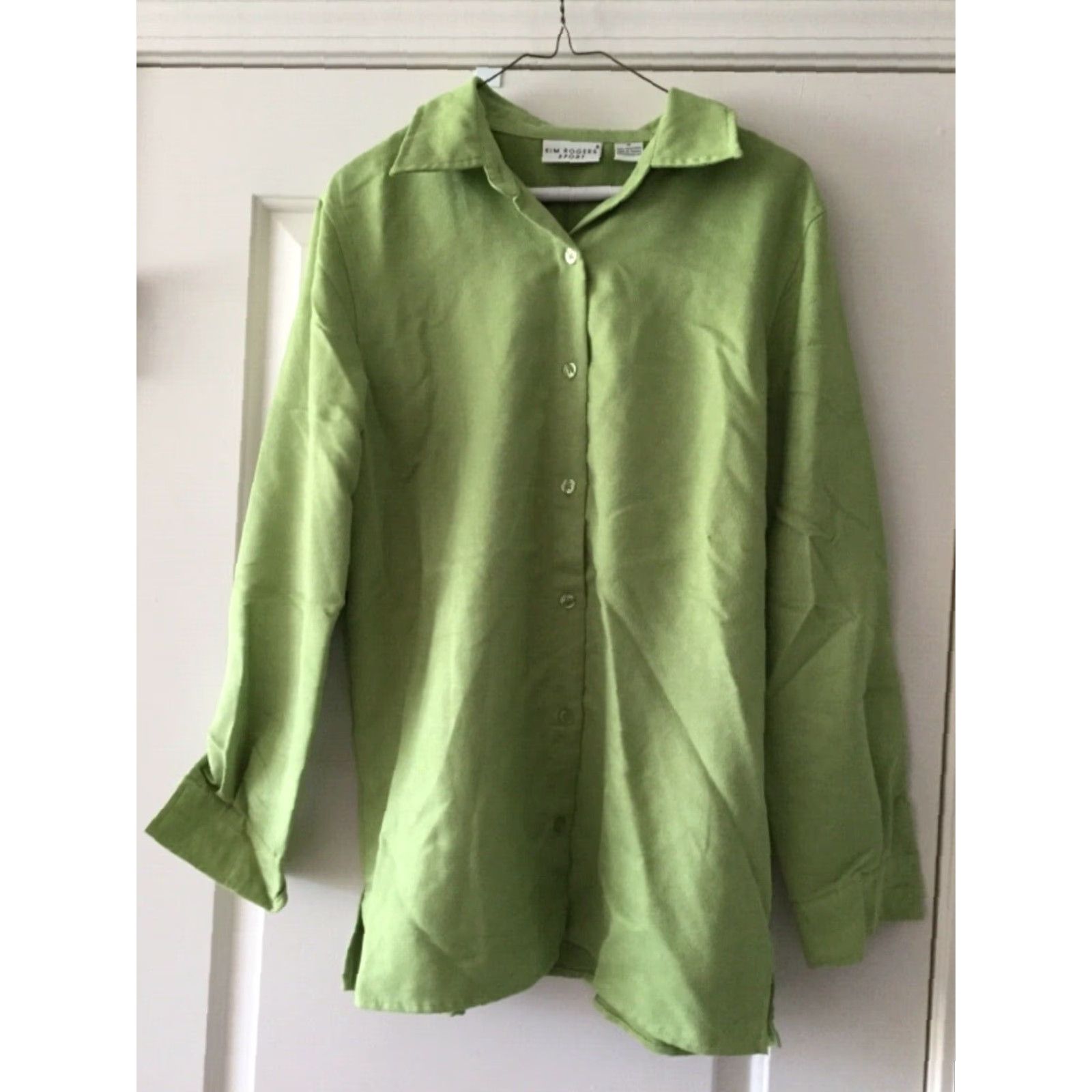 Vintage VINTAGE Kim Rogers Sport Women's M Lime Green Long Sleeve Button-Down Jacket Shirt Size M / US 6-8 / IT 42-44 - 2 Thumbnail