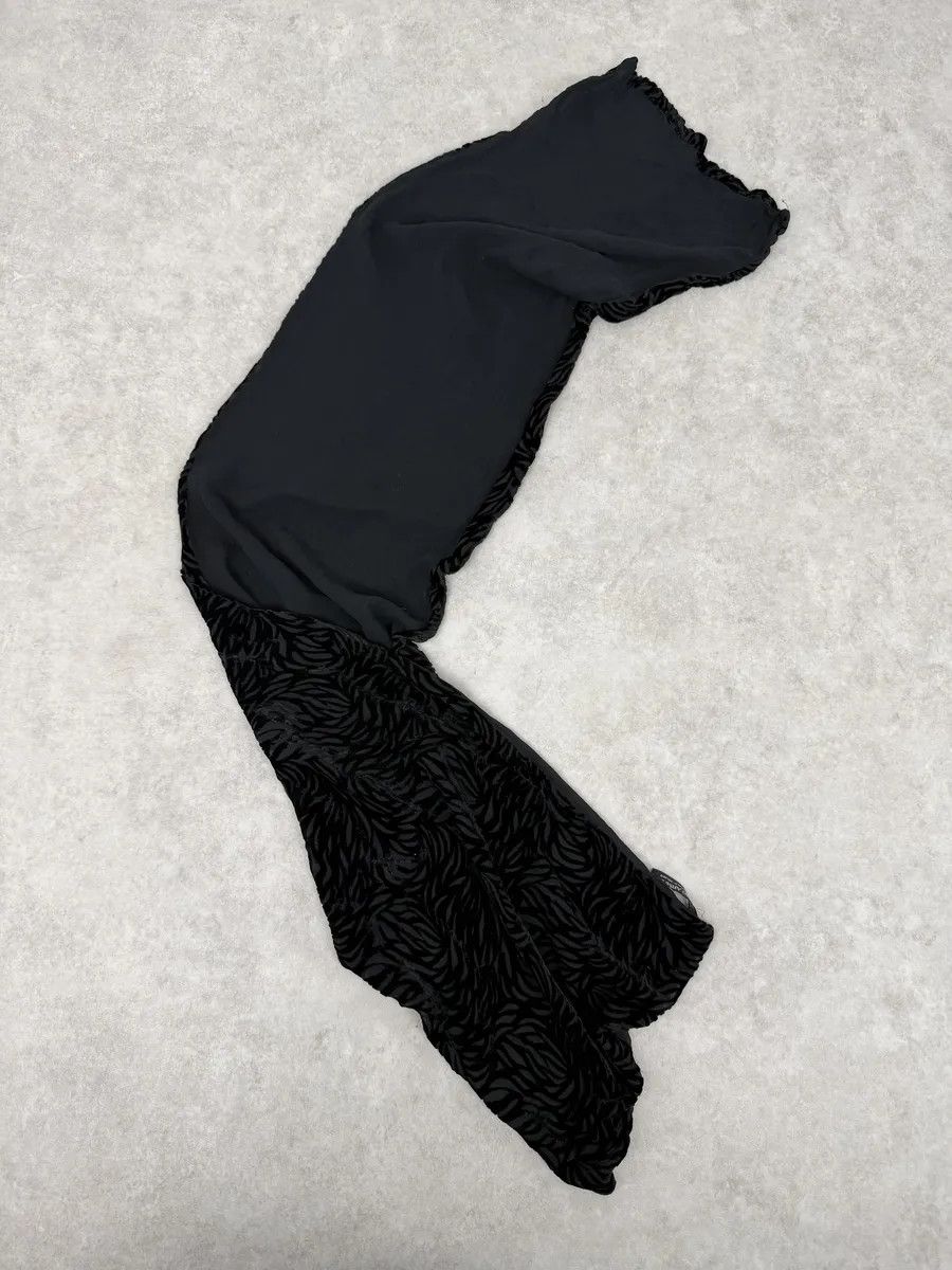 Giorgio Armani Giorgio Armani Black Silk Velvet Floral Scarf Size ONE SIZE - 6 Thumbnail