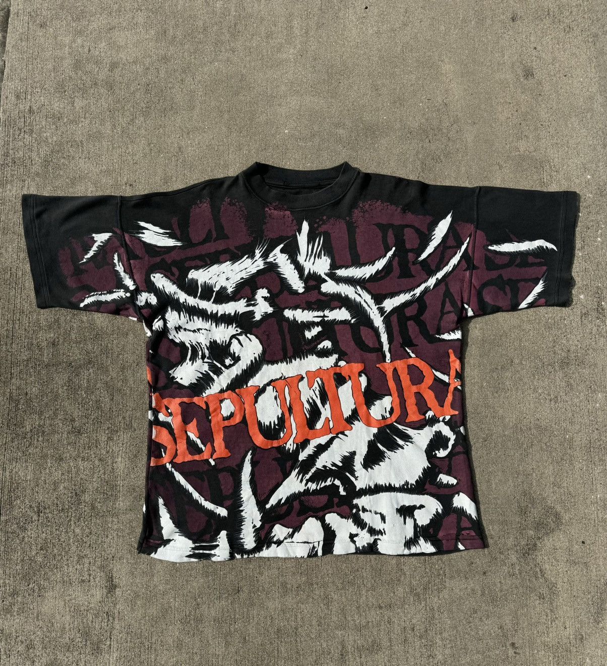 Vintage 1992 Sepultura AOP fader grail all over print grunge Size US L / EU 52-54 / 3 - 1 Thumbnail